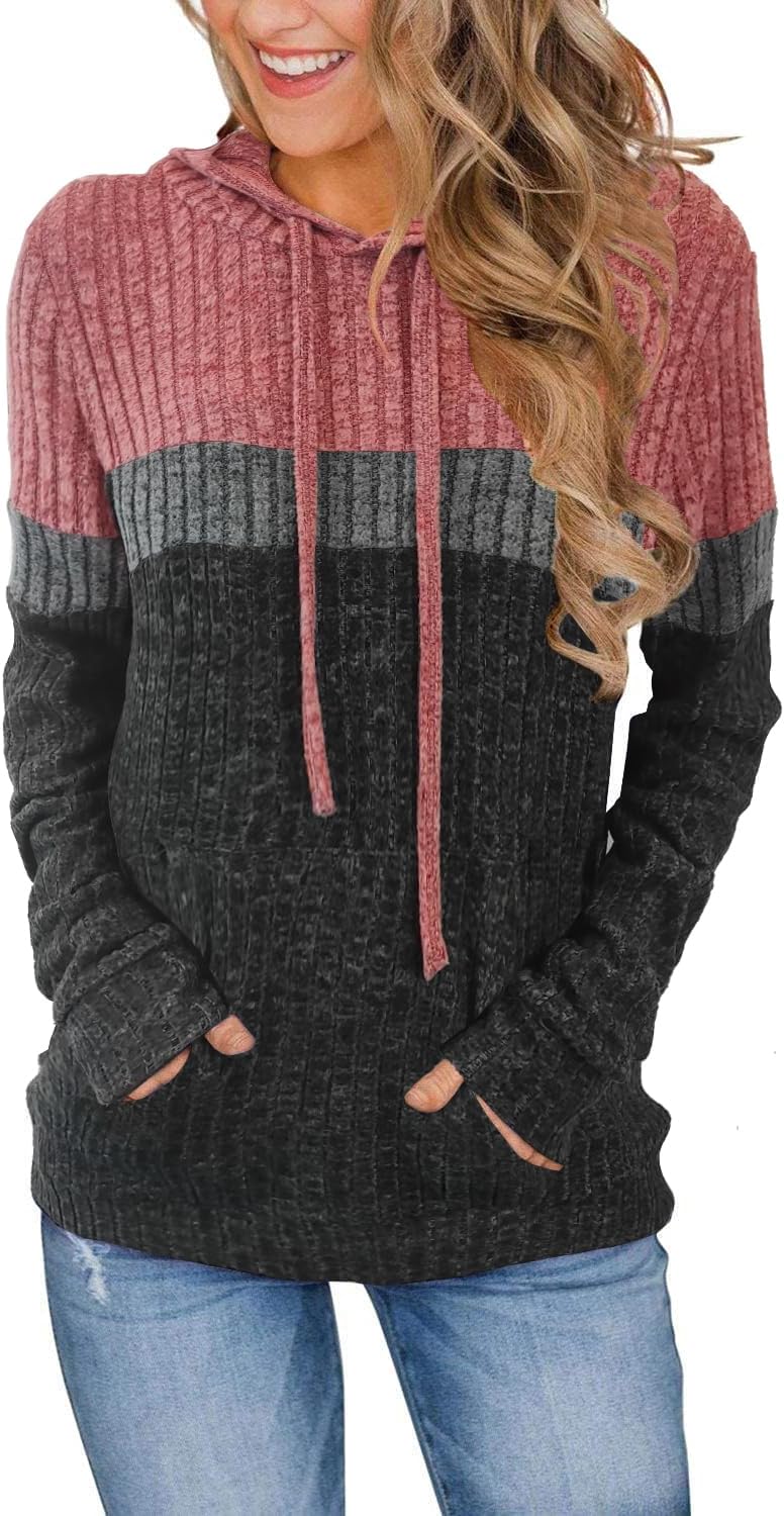 Sweaters for Women Fall Tops Long Sleeve Hoodie Ladies Sweatshirts Pullover Blou...