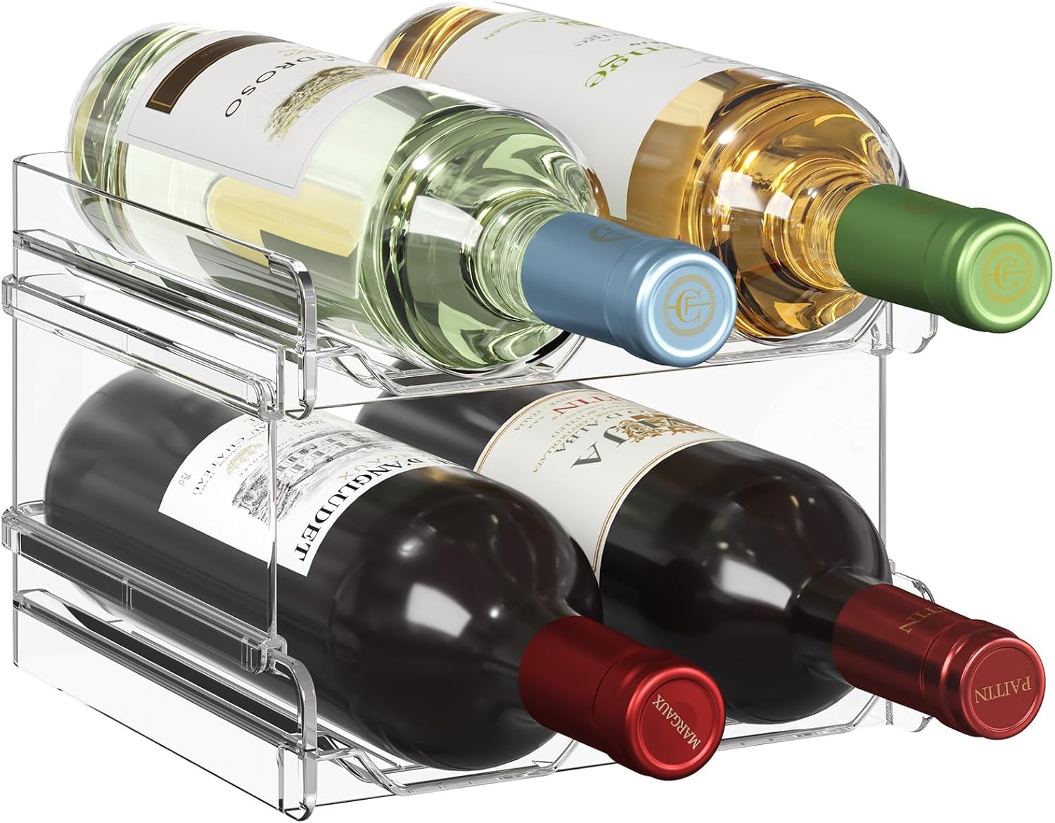Lifewit Plastic Stackable Wine Rack for Refrigerator, Cabinet, Countertop,Wine B...