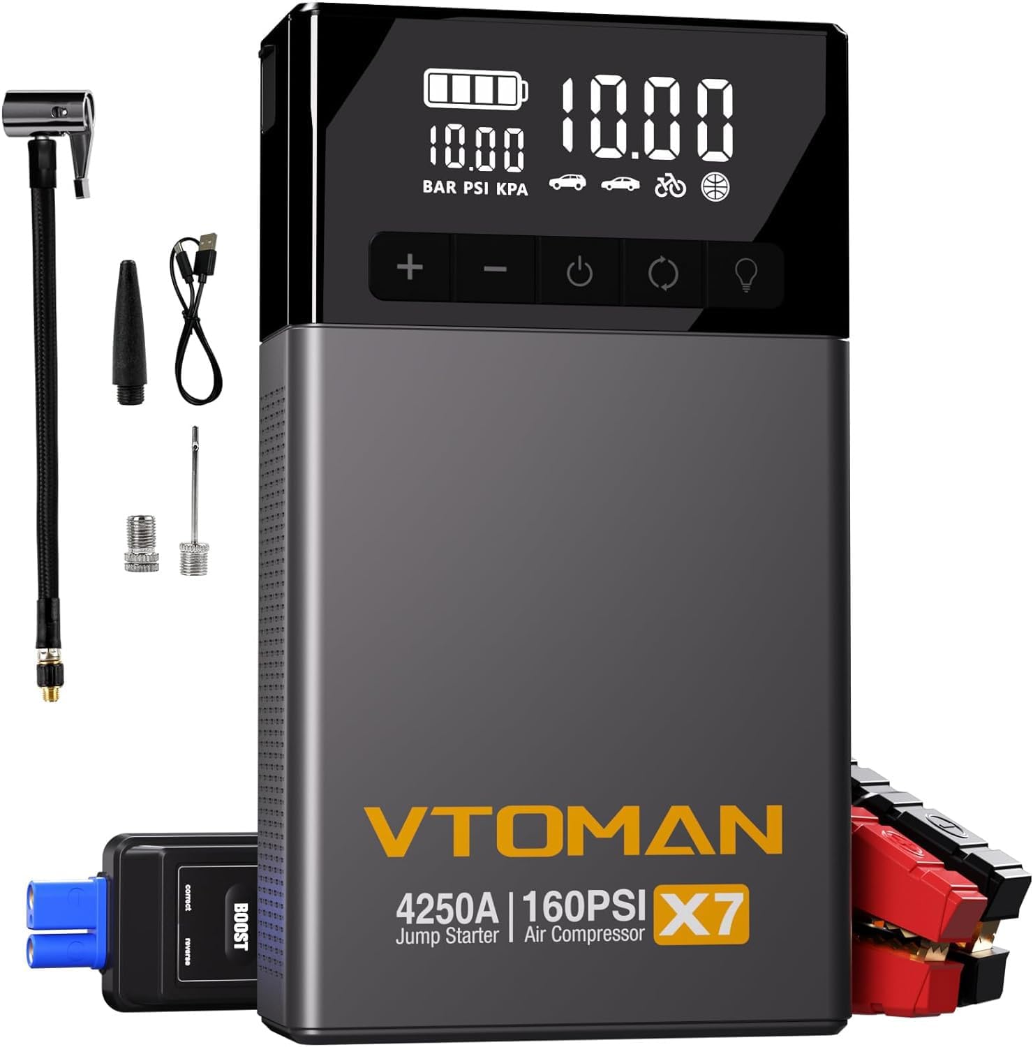 VTOMAN X7 Jump Starter with Air Compressor, 4250A Portable Car Starter with 160P...