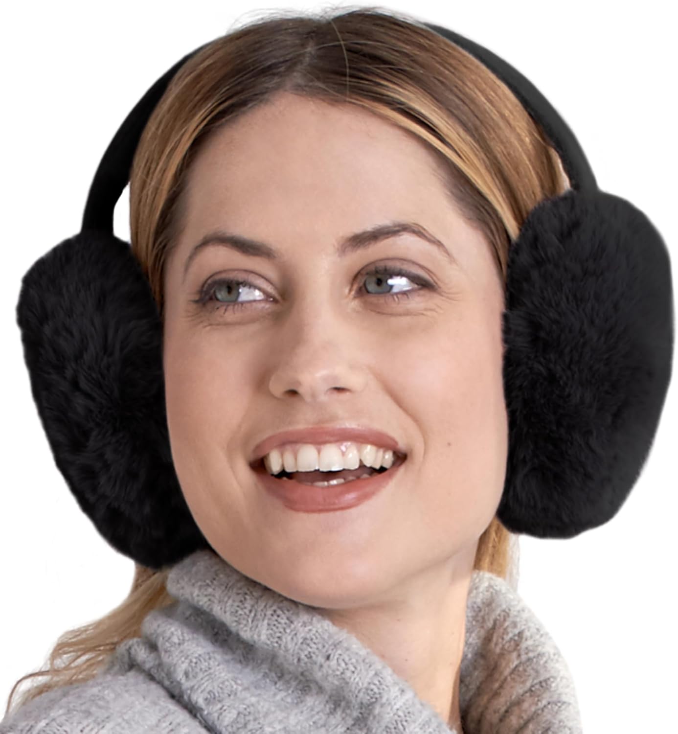 Brook + Bay Foldable & Furry Ear Muffs For Women & Men, Fleece Ear Warmers For W...