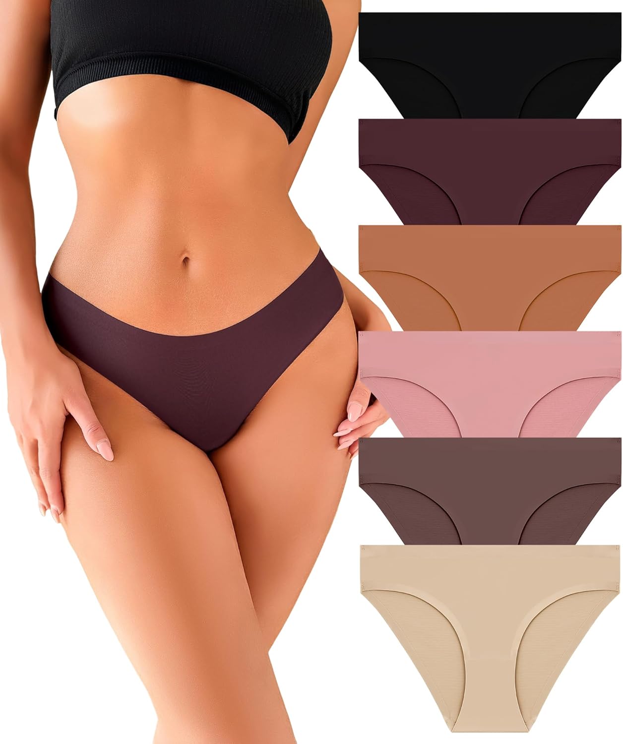 Seamless Underwear for Women Soft No Show Panties Sexy High Cut Invisible Hipste...