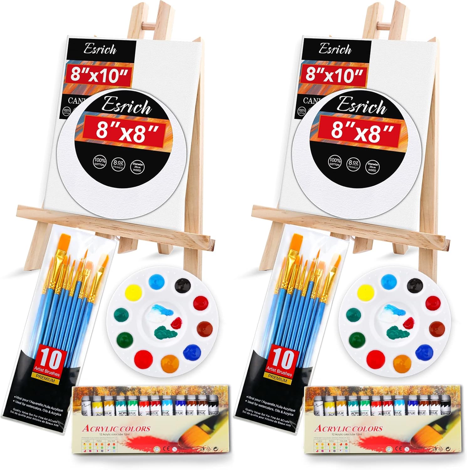 ESRICH Acrylic Paint Canvas Set,52 Piece Professional Painting Supplies Kit with...