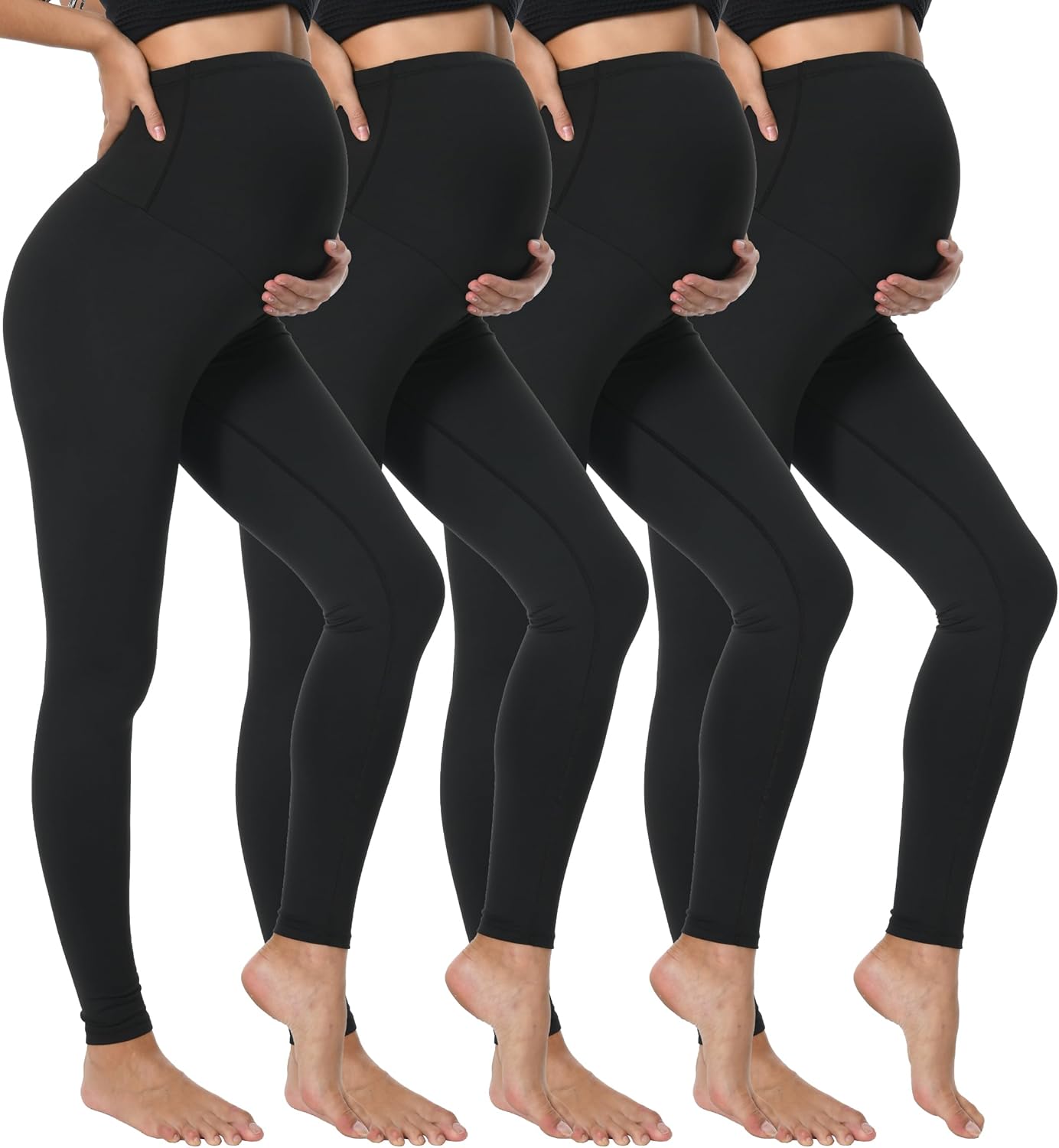 3/4 Pack Women's Maternity Leggings Over The Belly High Waisted Yoga Workout Pre...