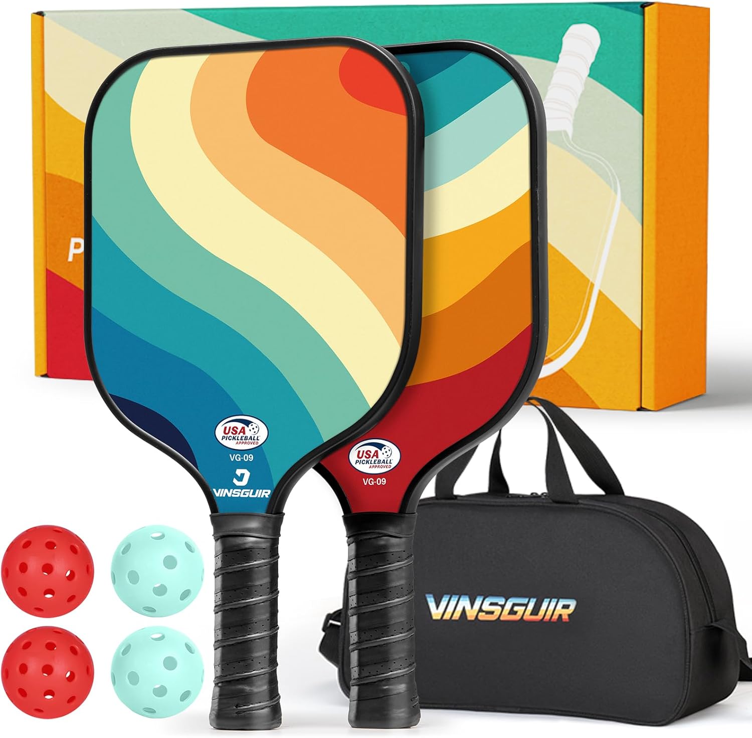 VINSGUIR Pickleball Paddles, USAPA Approved Composite Pickleball Set of 2, Pickl...
