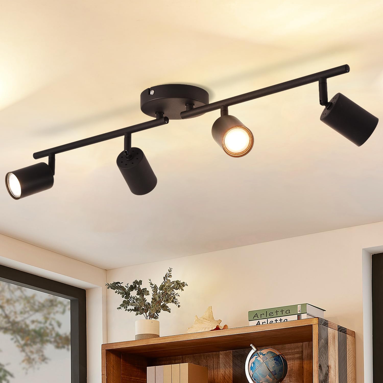 ANWIO 4 Black GU10 Spotlight Ceiling Lights,Bedroom Kitchen Lights Ceiling,GU10...