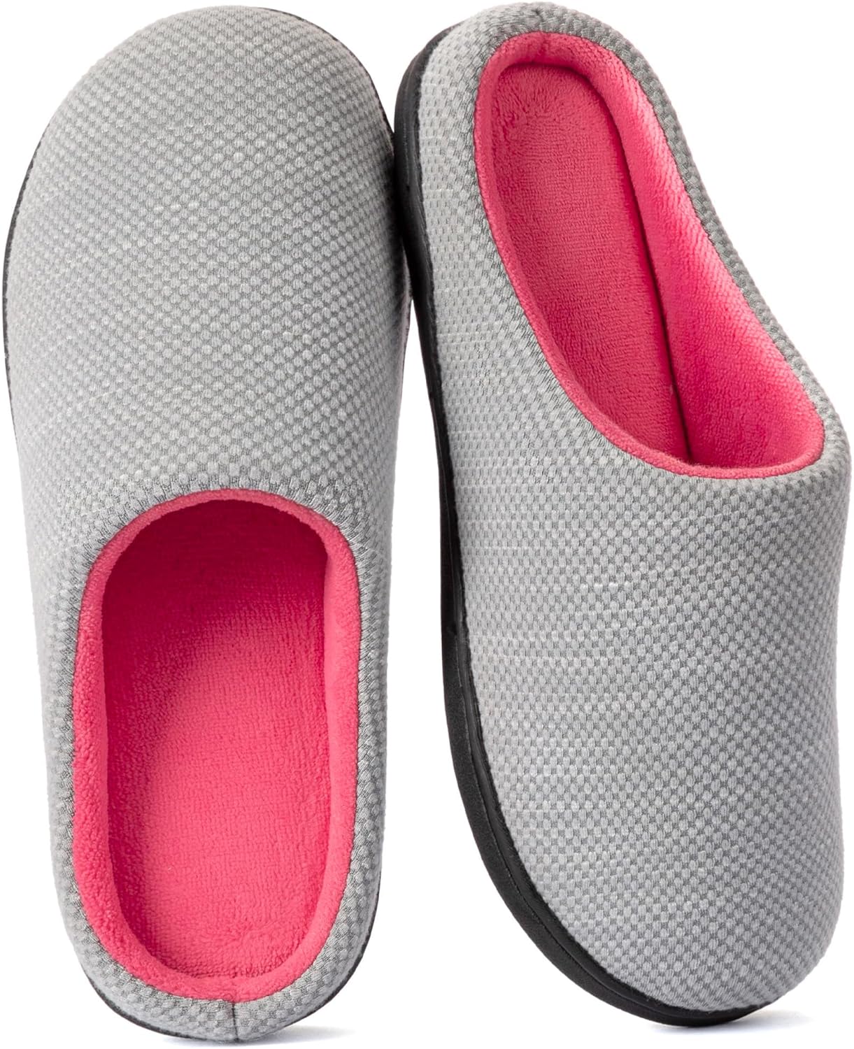 RockDove Women's Birdseye Knit Memory Foam Slipper 7/8 UK Gray and Pink