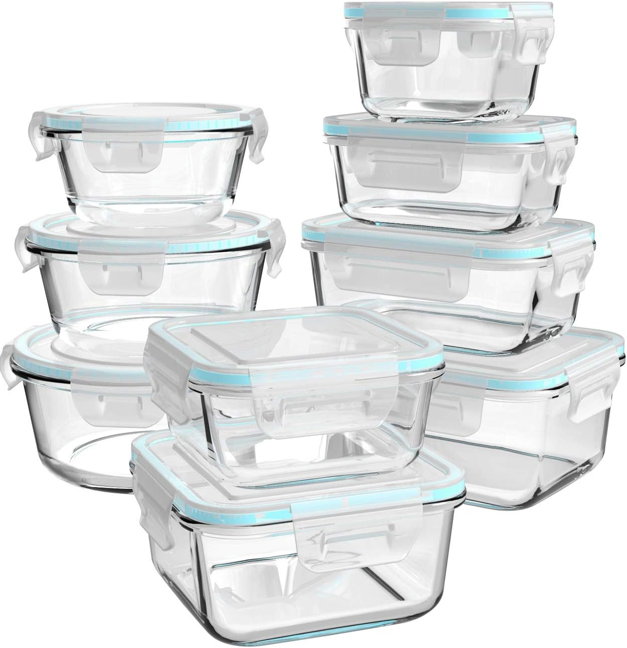 Glass Food Storage Containers with Lids, [18 Piece] Meal Prep Containers for Foo...