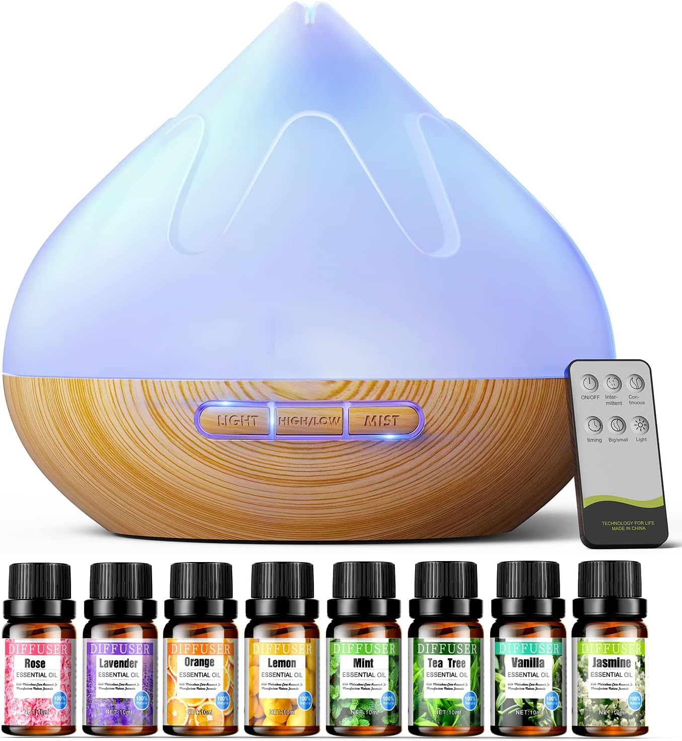 Aroma Diffuser with Essential Oils Set, 500 ML Ess...