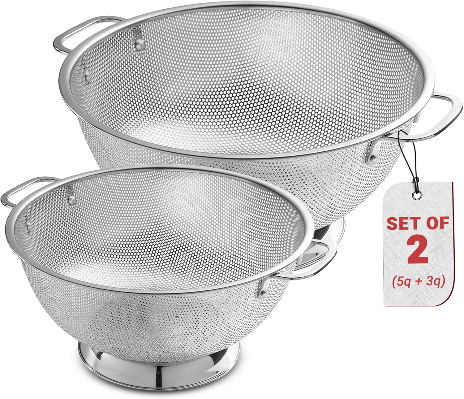 Bellemain Micro-perforated Stainless Steel Colander-Dishwasher Safe (3 QT and 5...
