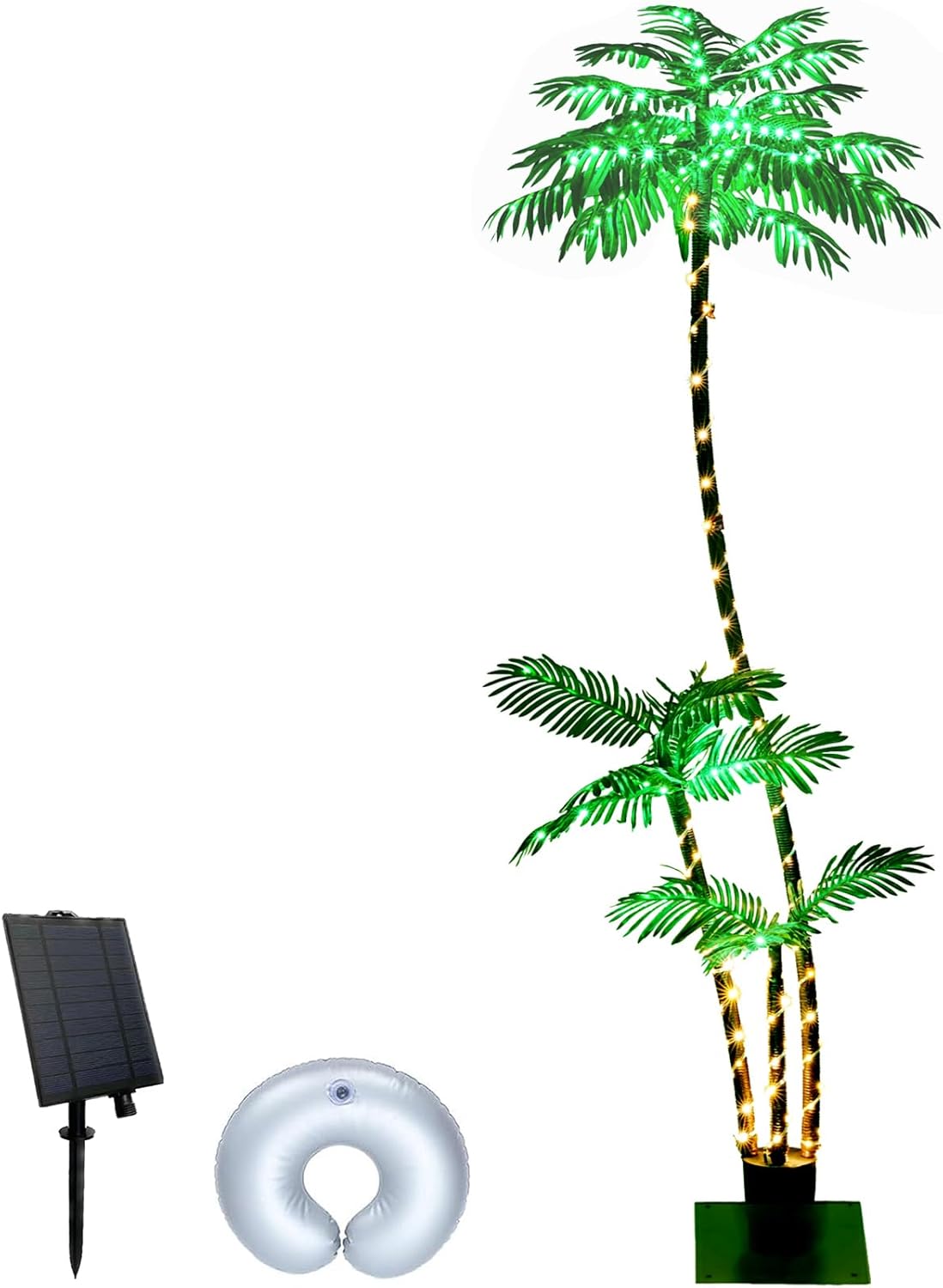 6FT Solar Lighted Palm Trees for Outside Patio Light Up 260 LED Artificial Fake...