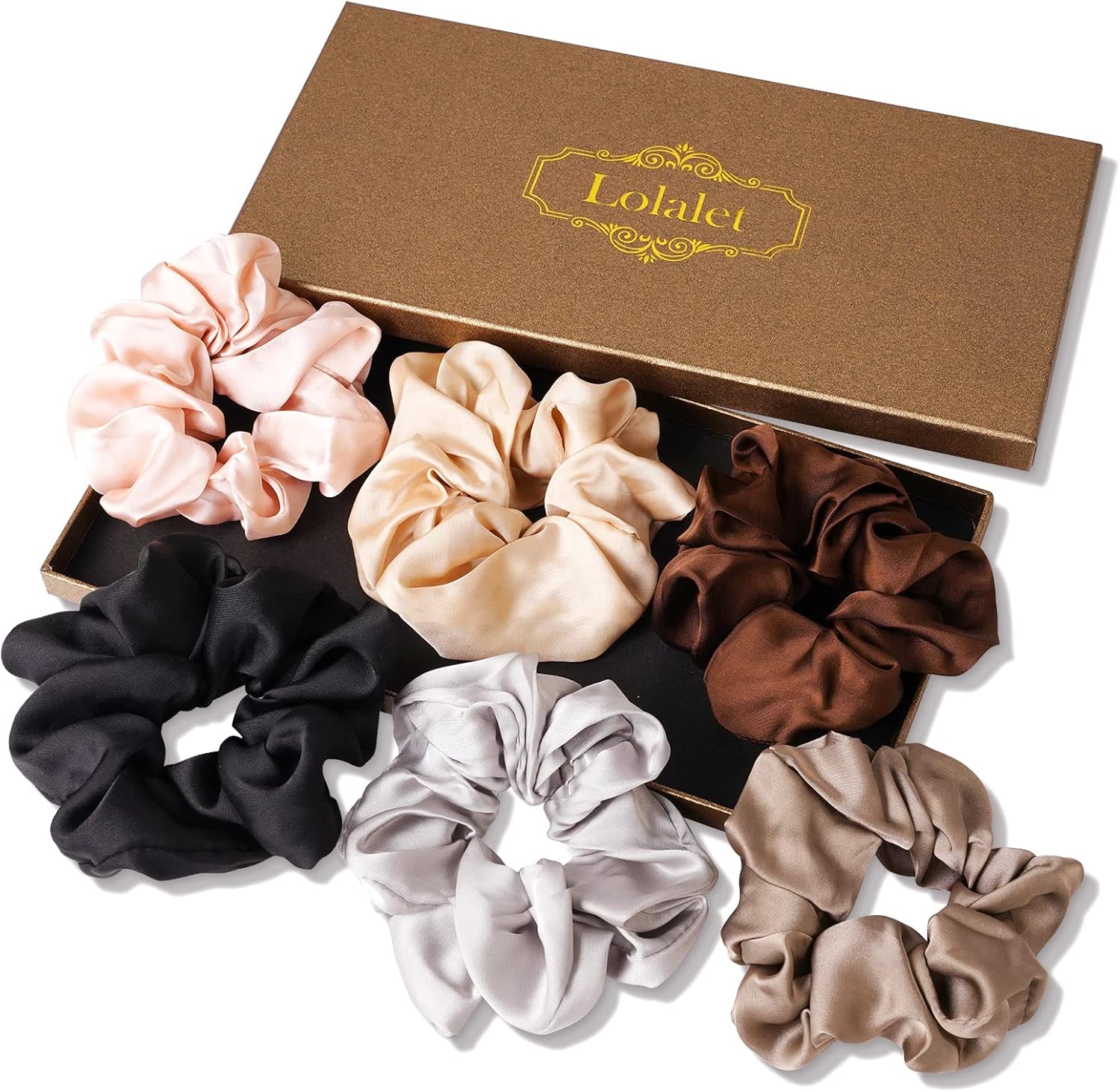 Lolalet Scrunchies for Women Girls, Satin Hair Scrunchies Softer Than Silk Hair...