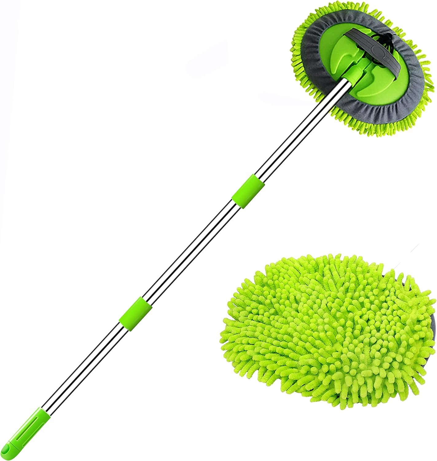 WillingHeart 47.5" Car Wash Brush Mop Cleaning Tool with Long Handle Kit for Was...