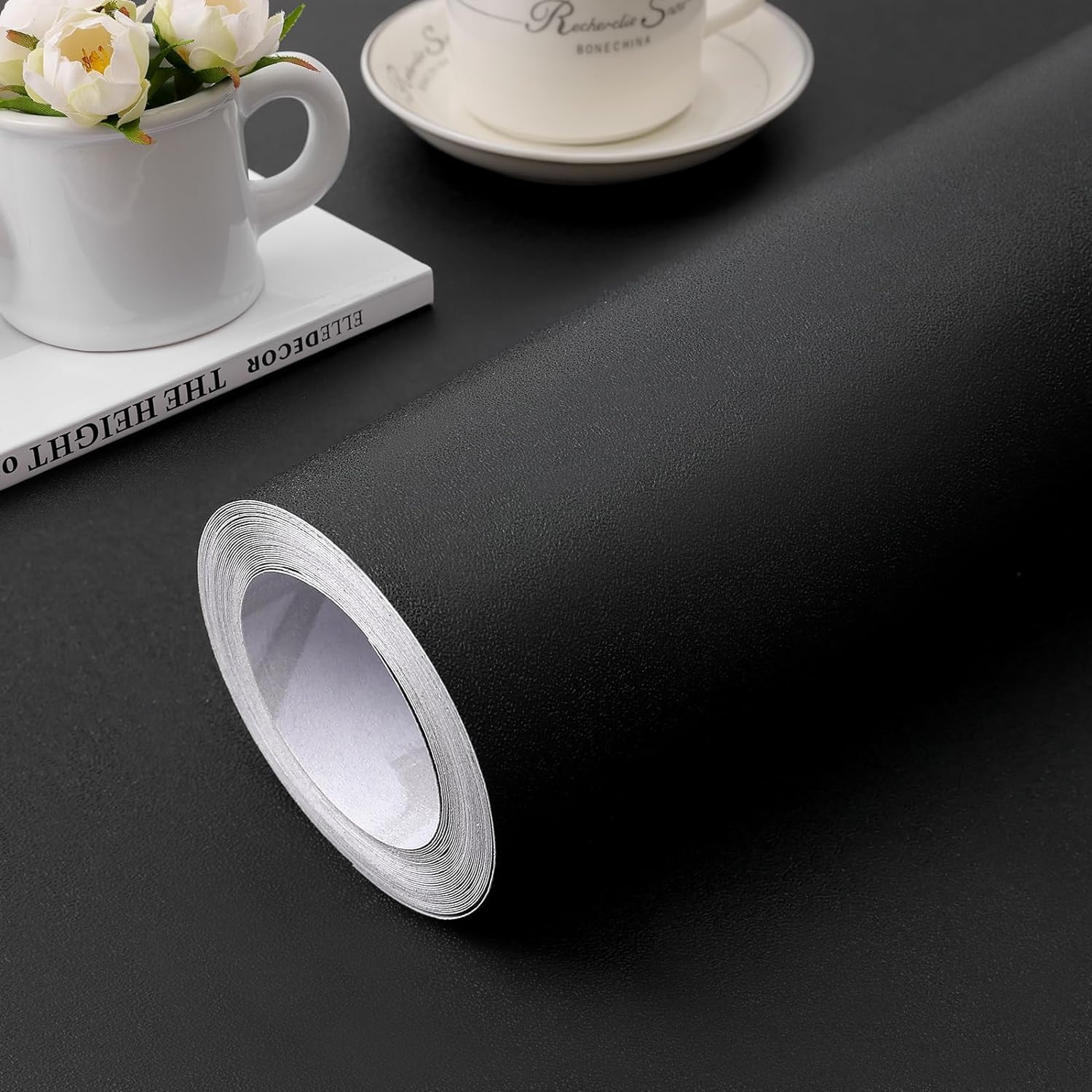 practicalWs 15.7" x393.7" Black Wallpaper Self Adhesive and Removable Peel and S...