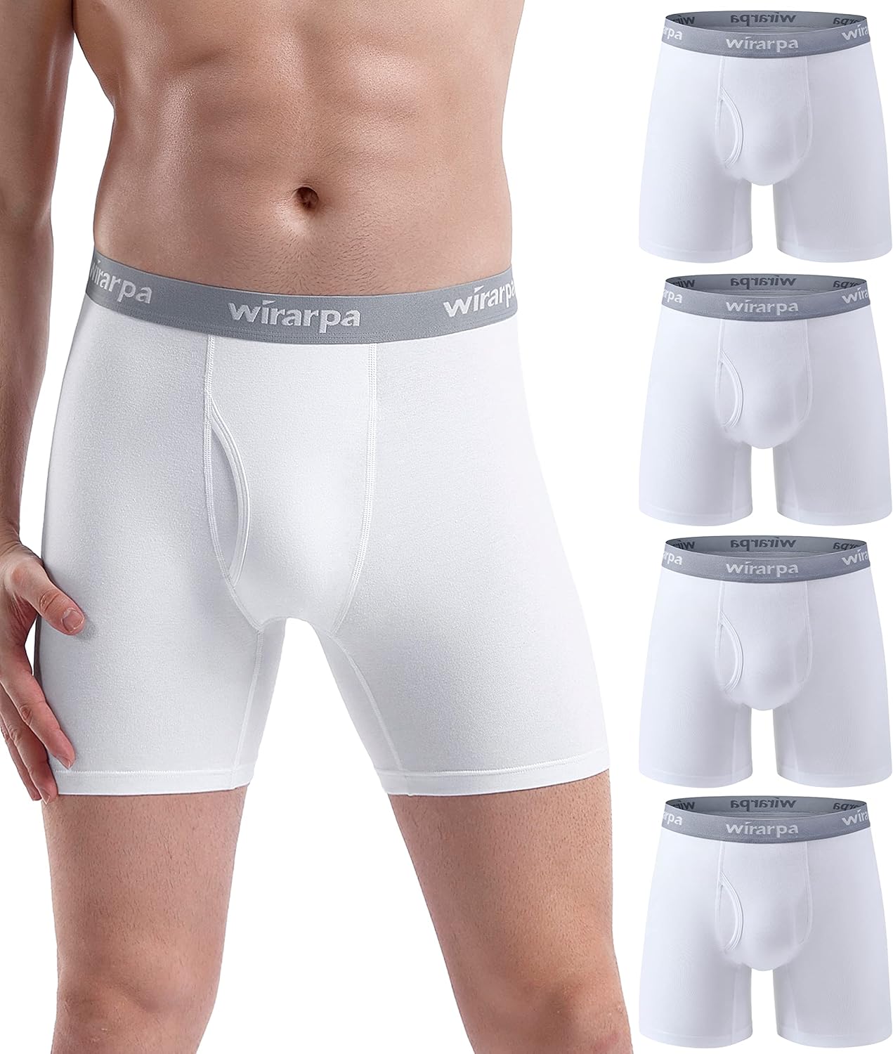 wirarpa Men's Boxer Briefs Cotton Stretch Underwear Open Fly Tagless Underpants...