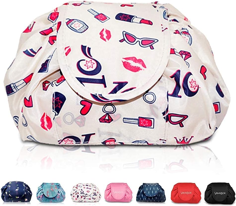 Lazy Drawstring Makeup Bags, Large Capacity Waterproof Travel Portable Cosmetic...