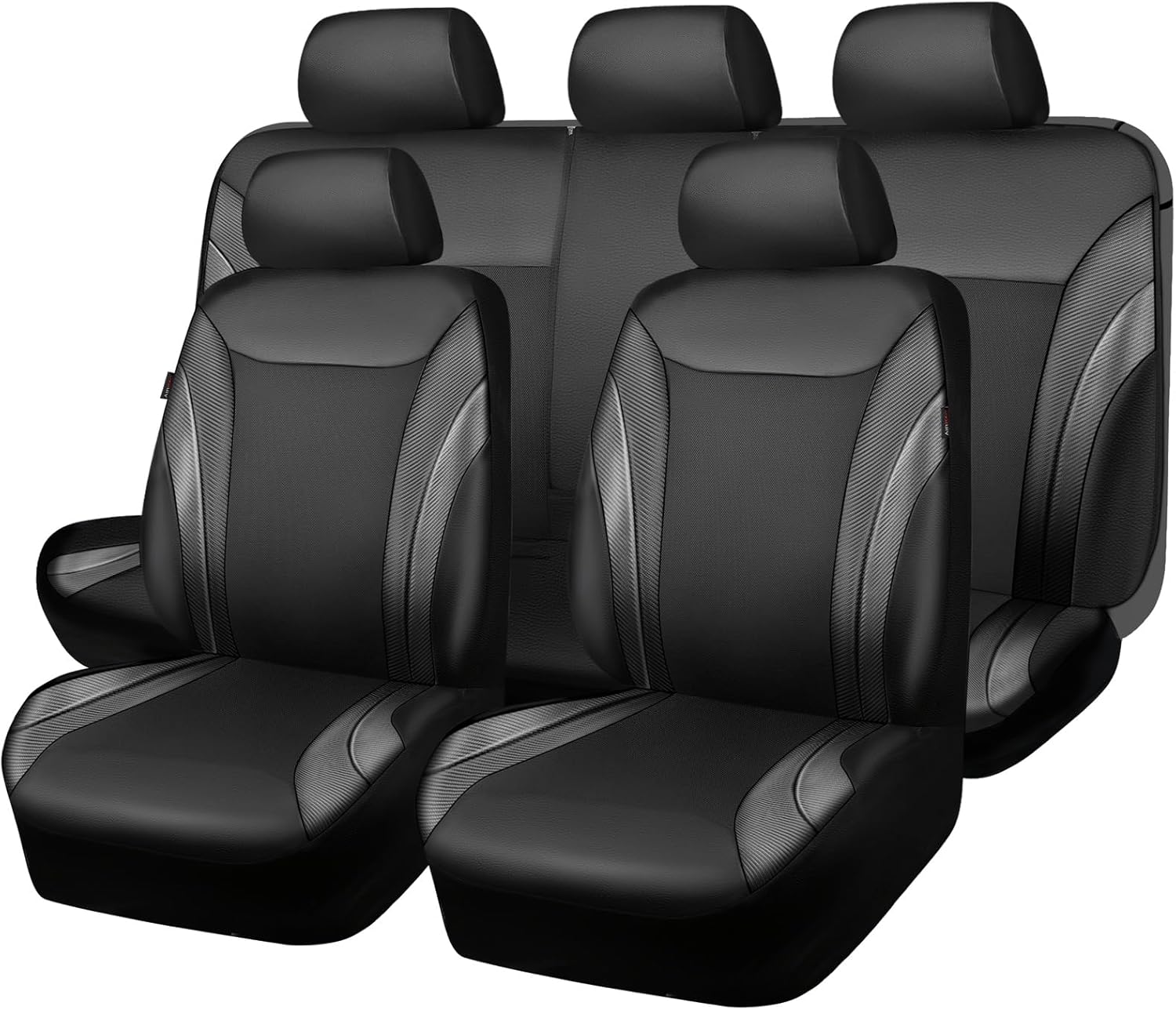 CAR PASS Premium Carbon Fiber Leather Car Seat Covers Full Set,Airbag Compatible...