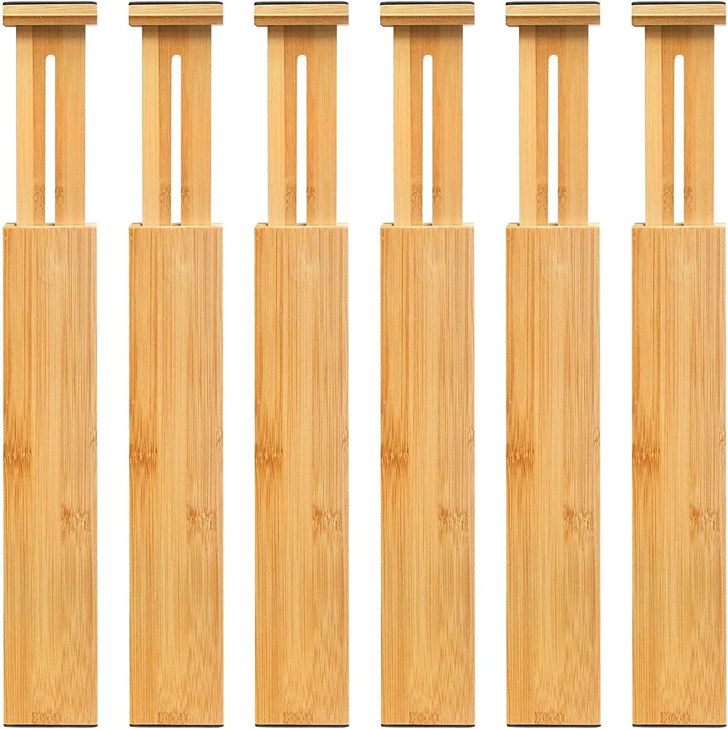VaeFae Adjustable Bamboo Drawer Dividers, Expandable Drawer Organizer for Kitche...