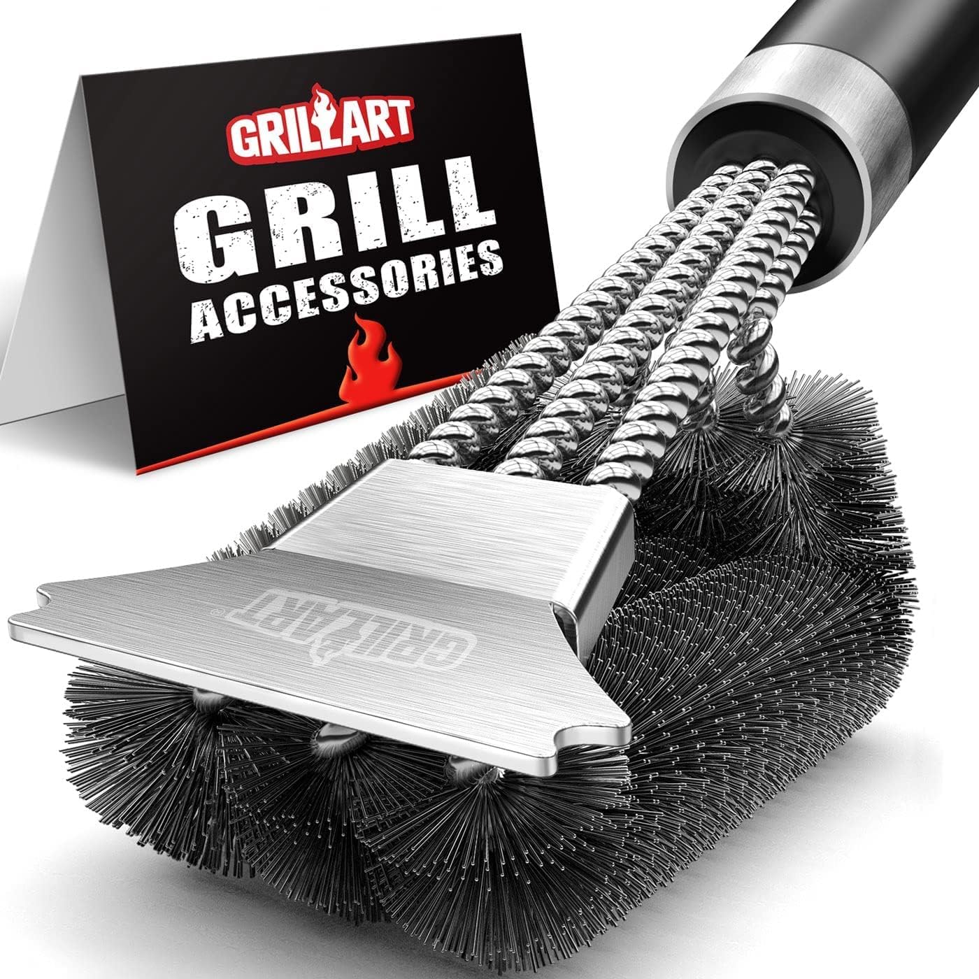 GRILLART Grill Brush and Scraper with Deluxe Handle, Safe Wire Grill Brush BBQ C...