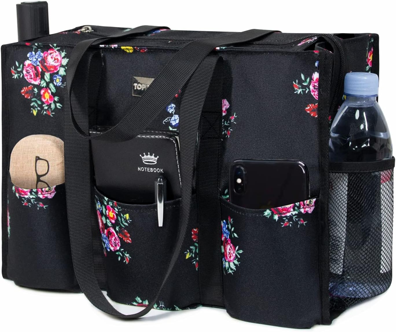 TOPDesign Utility Water Resistant Tote Bag with 13 Exterior & Interior Pockets,...
