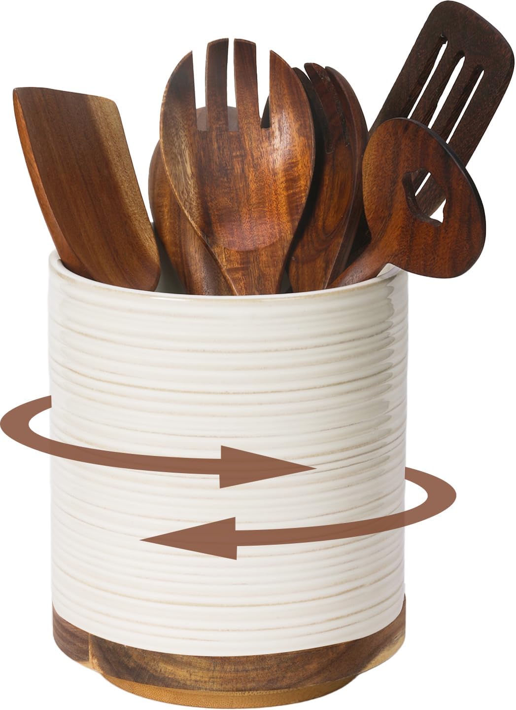 DOWAN Utensil Holder, 360° Rotating Extra Large Cooking Utensil Holder, 7.6" Kit...