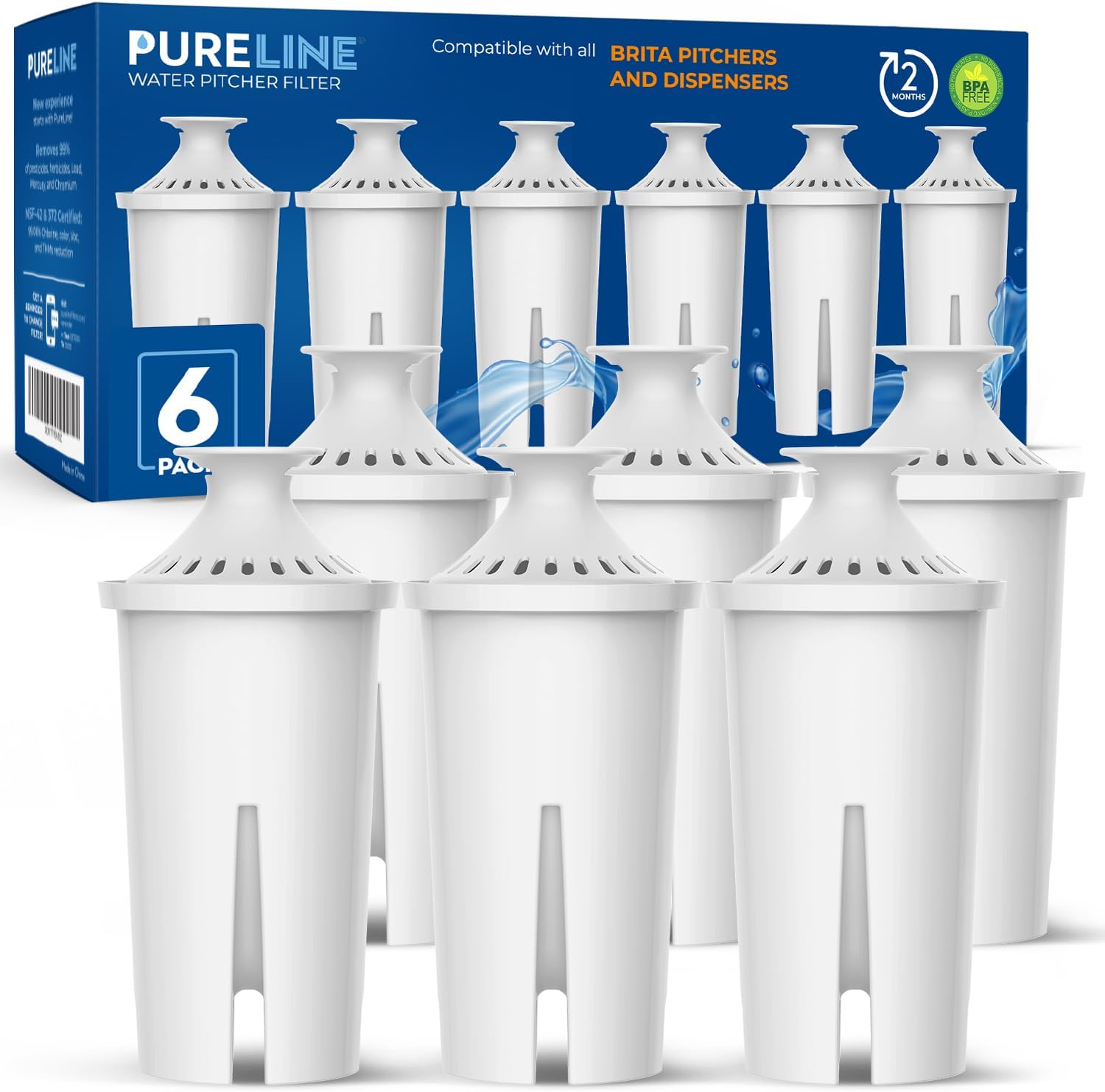 Pureline Replacement for Brita® Filter, Pitchers and Dispensers, Classic 35557,...