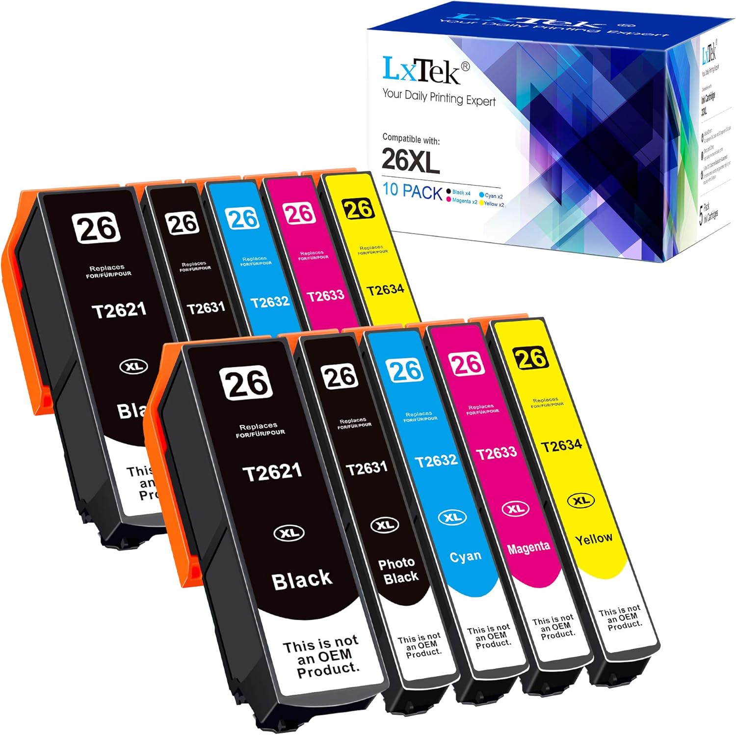 LxTek 26XL Compatible Replacement for Epson 26 26 XL Ink Cartridges for Epson Ex...