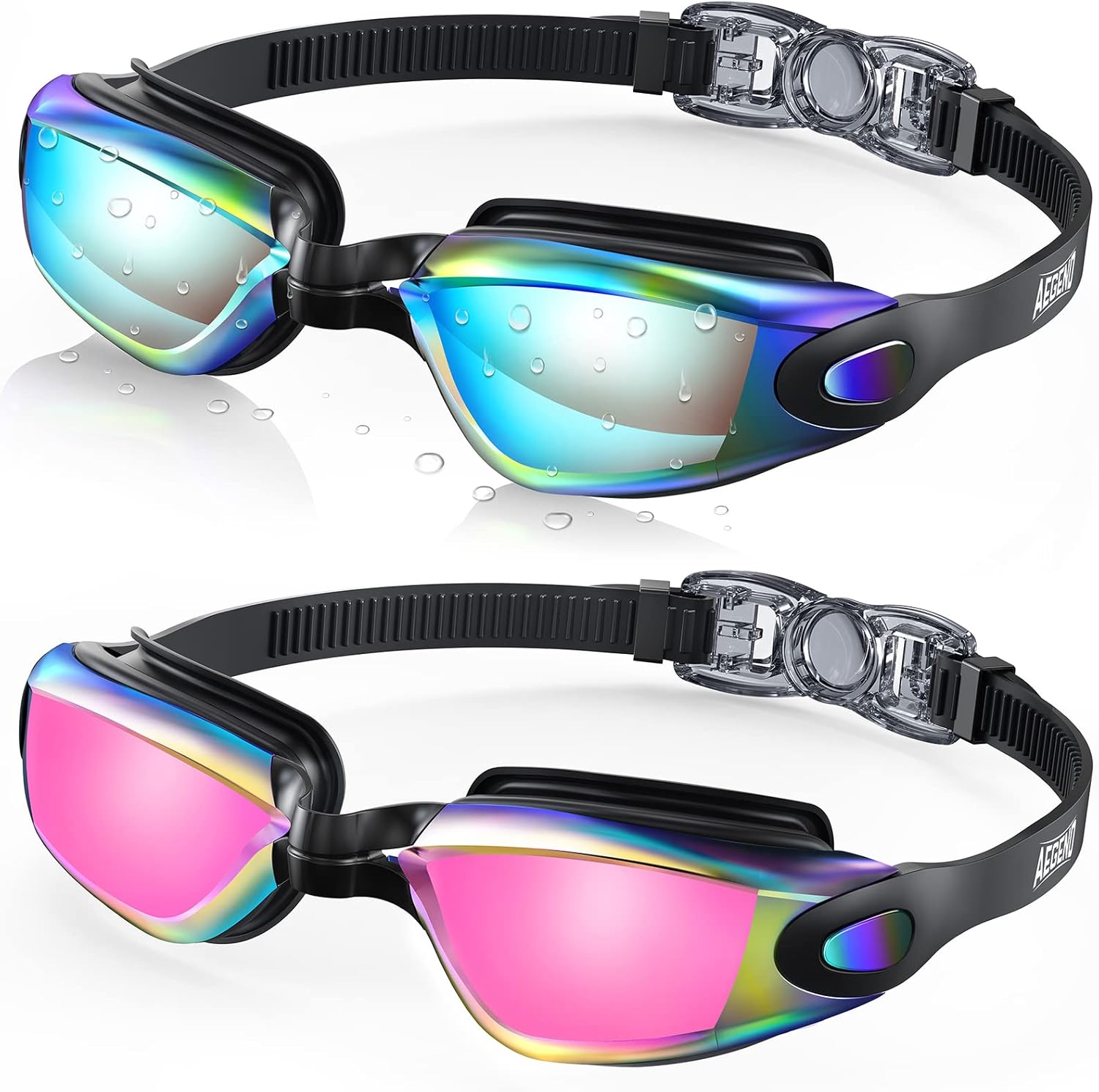 Aegend Swim Goggles, 2 Pack Swimming Goggles No Leaking Adult Men Women Youth Aq...