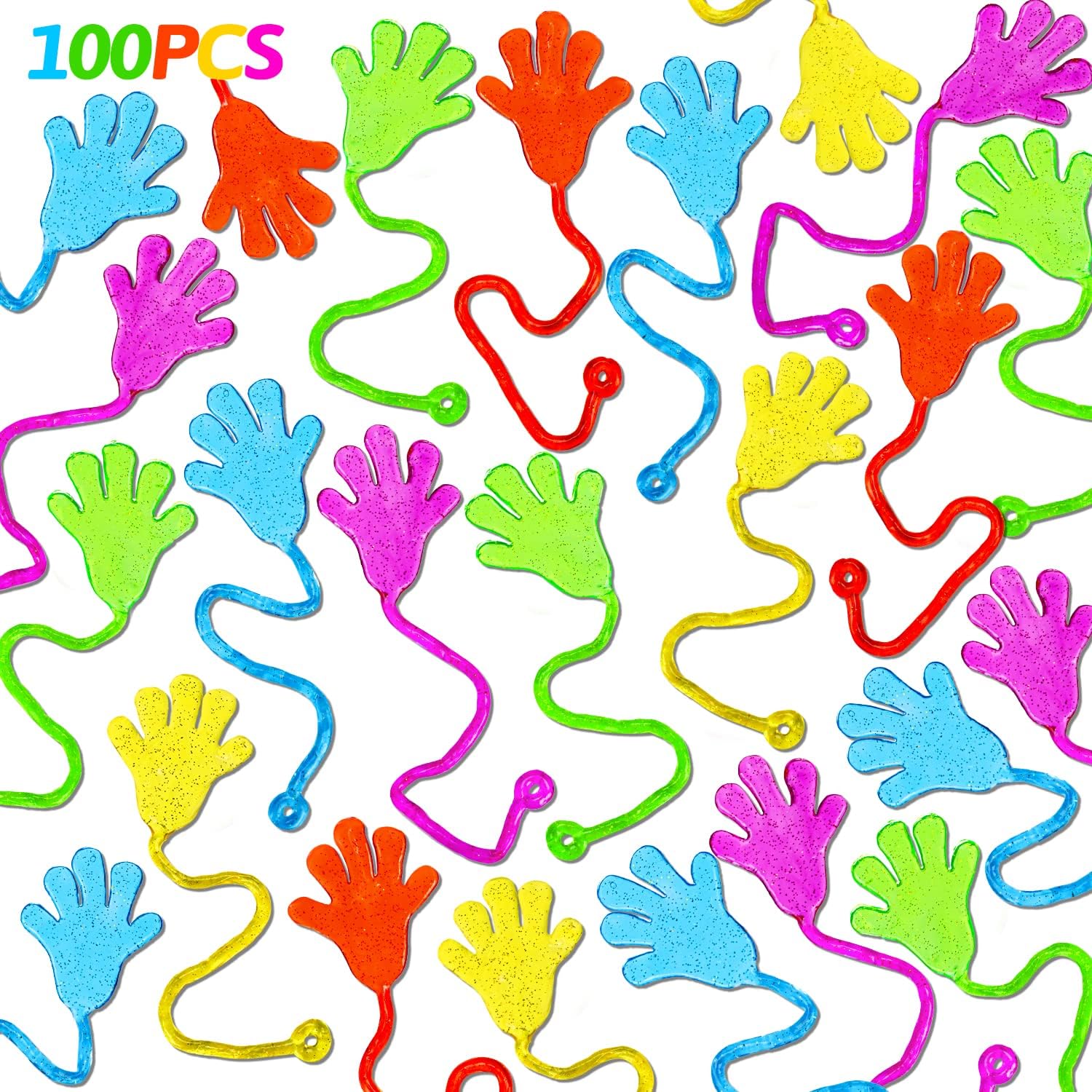 100PCS Glitter Sticky Hands Party Favors for Kids Birthday Supplies Easter Egg F...