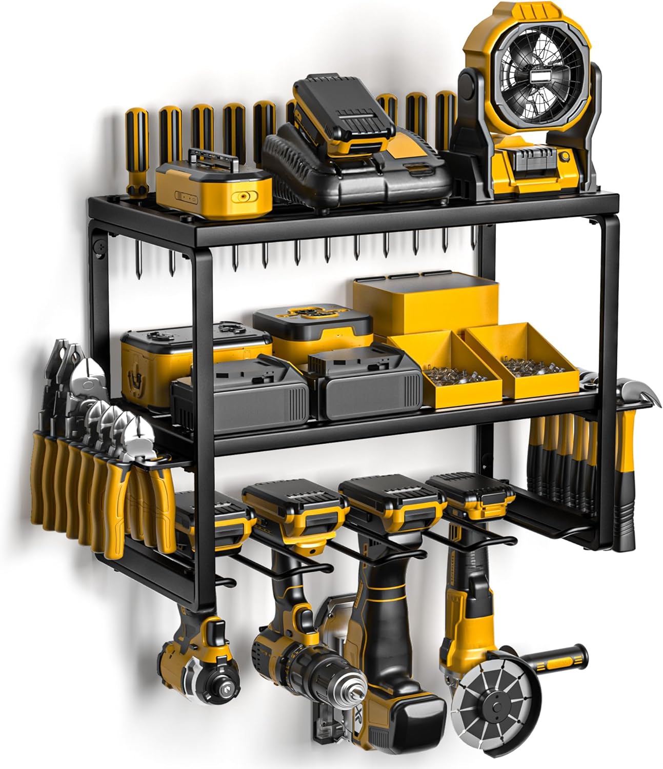 Spamur Power Tool Organizer with Charging Station, 4 Drill Holder Wall Mount, Qu...
