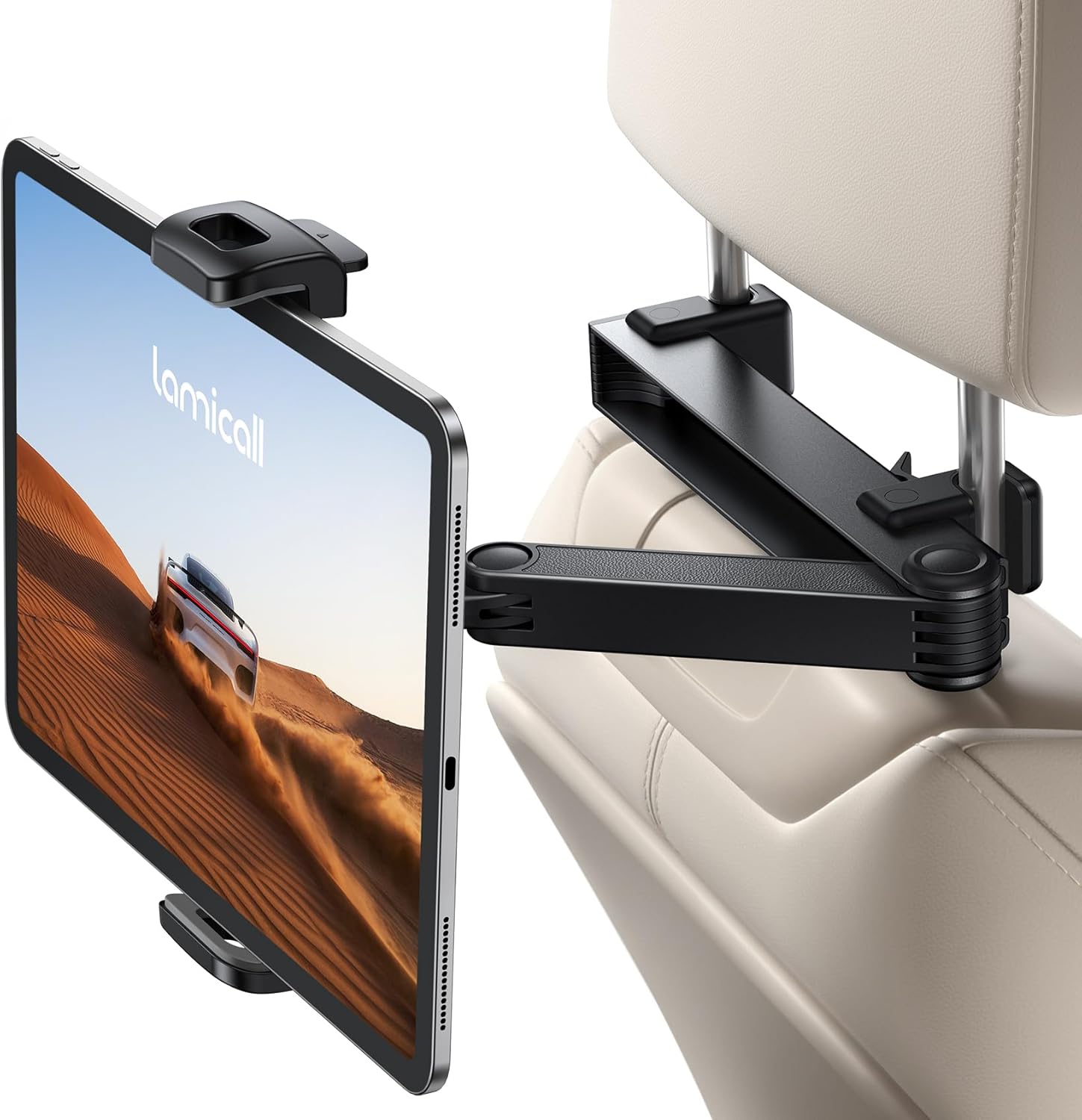 Lamicall Car Headrest Tablet Holder - [Lockable] [3 in 1 Extension Arm] Upgrade...