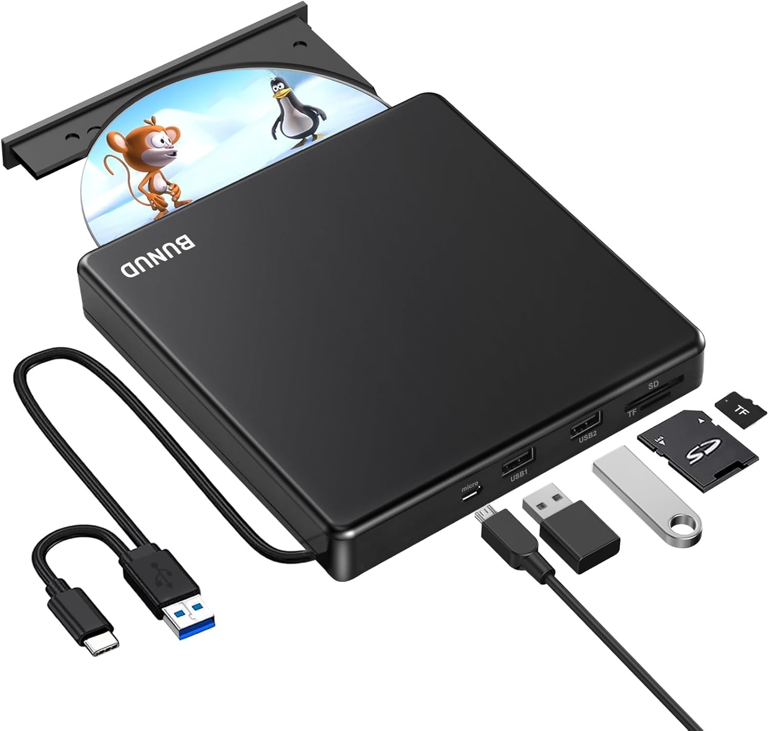 External CD DVD Drive, USB 3.0 & Type-C CD/DVD +/-RW ROM Burner Writer Rewriter...