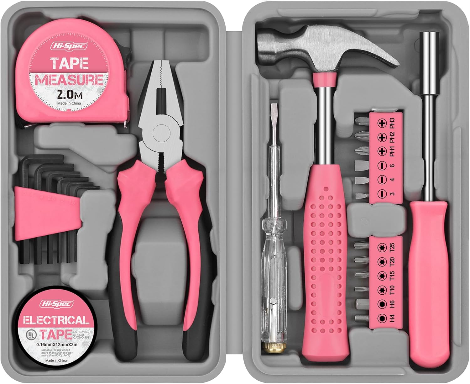 Hi-Spec 24pc Pink Tool Kit for Women – Mini DIY Household Set with Starter Basic...