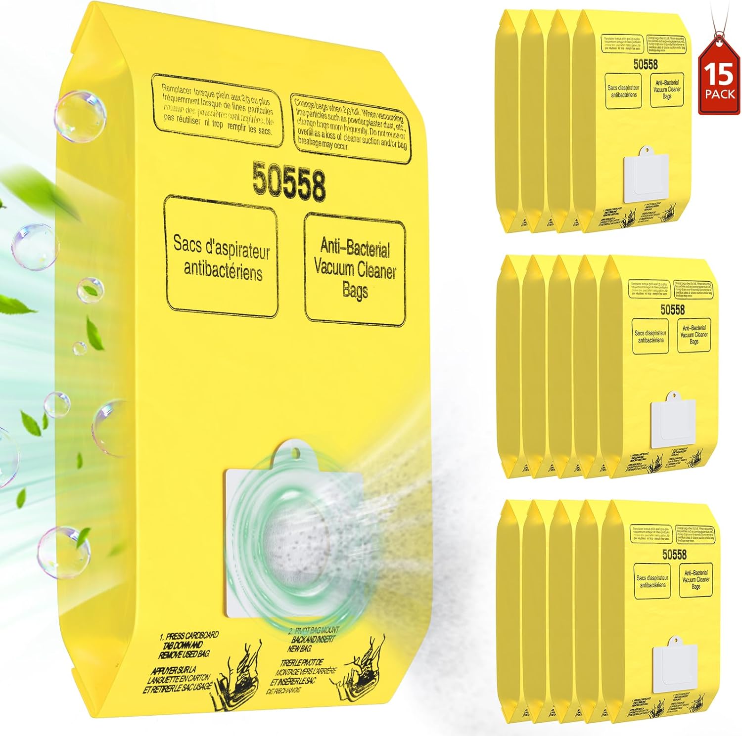 15 Pack Canister Vacuum Cleaner Bags Compatible with Kenmore Canister Type C/Q 5...