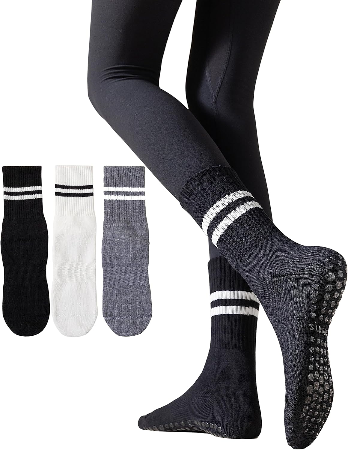 Irisbear Womens Pilates Socks with Grips Non Slip Yoga Socks Barre Gym Athletic...