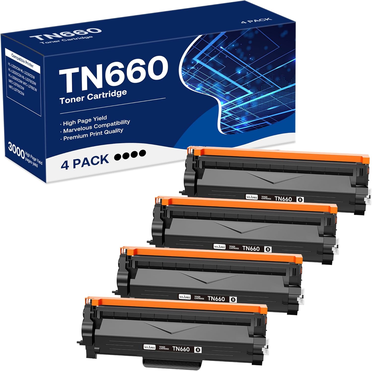 Compatible Toner Cartridge Replacement for Brother TN660 TN-660 TN630 High Yield...