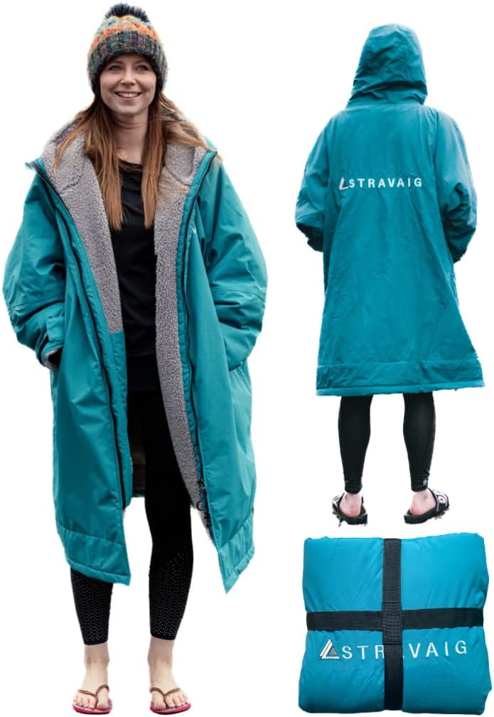 Adult Waterproof Changing Robe Super Soft Fleece Lining-Waterproof Windproof Ove...
