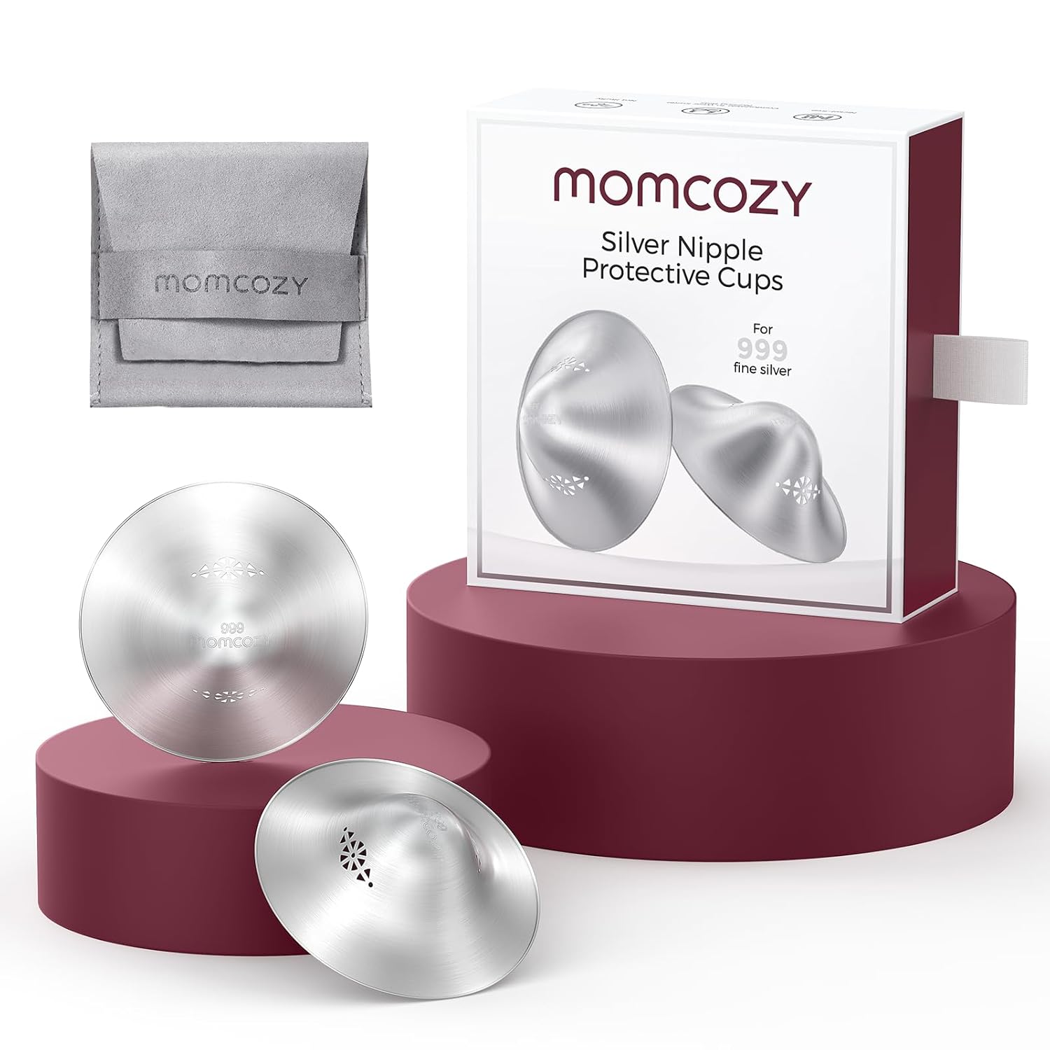 Momcozy 999 Silver Nursing Cups Original Perforated Breathable Design, 999 Silve...