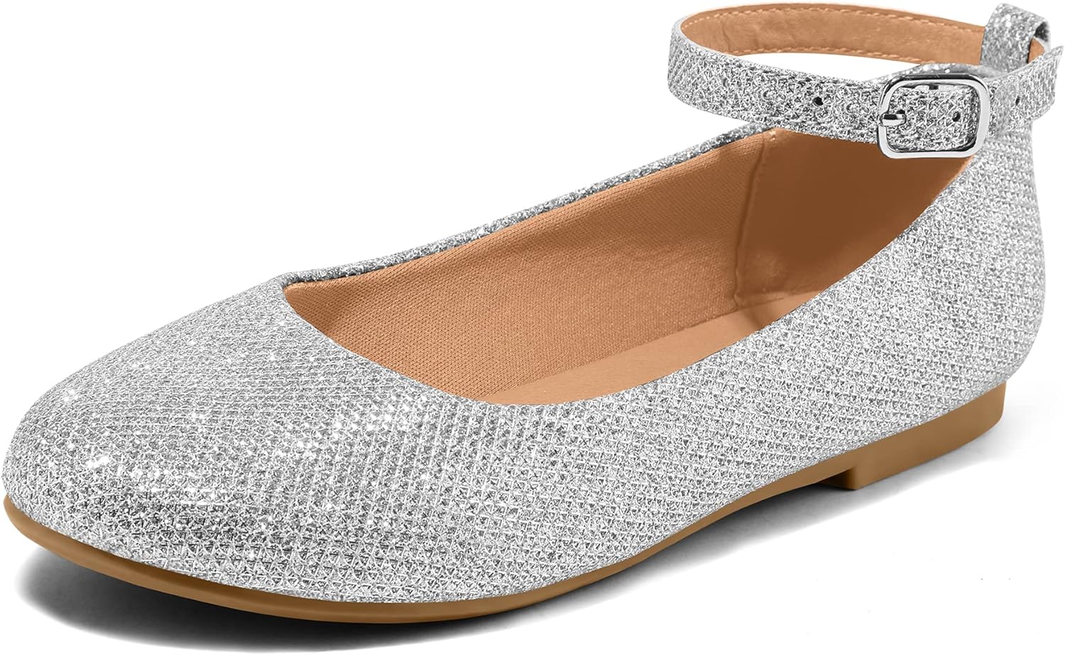 K KomForme Girl's Ballerina Flat Ankle Strap Dress Ballet Flat Shoes（Toddler/Li...