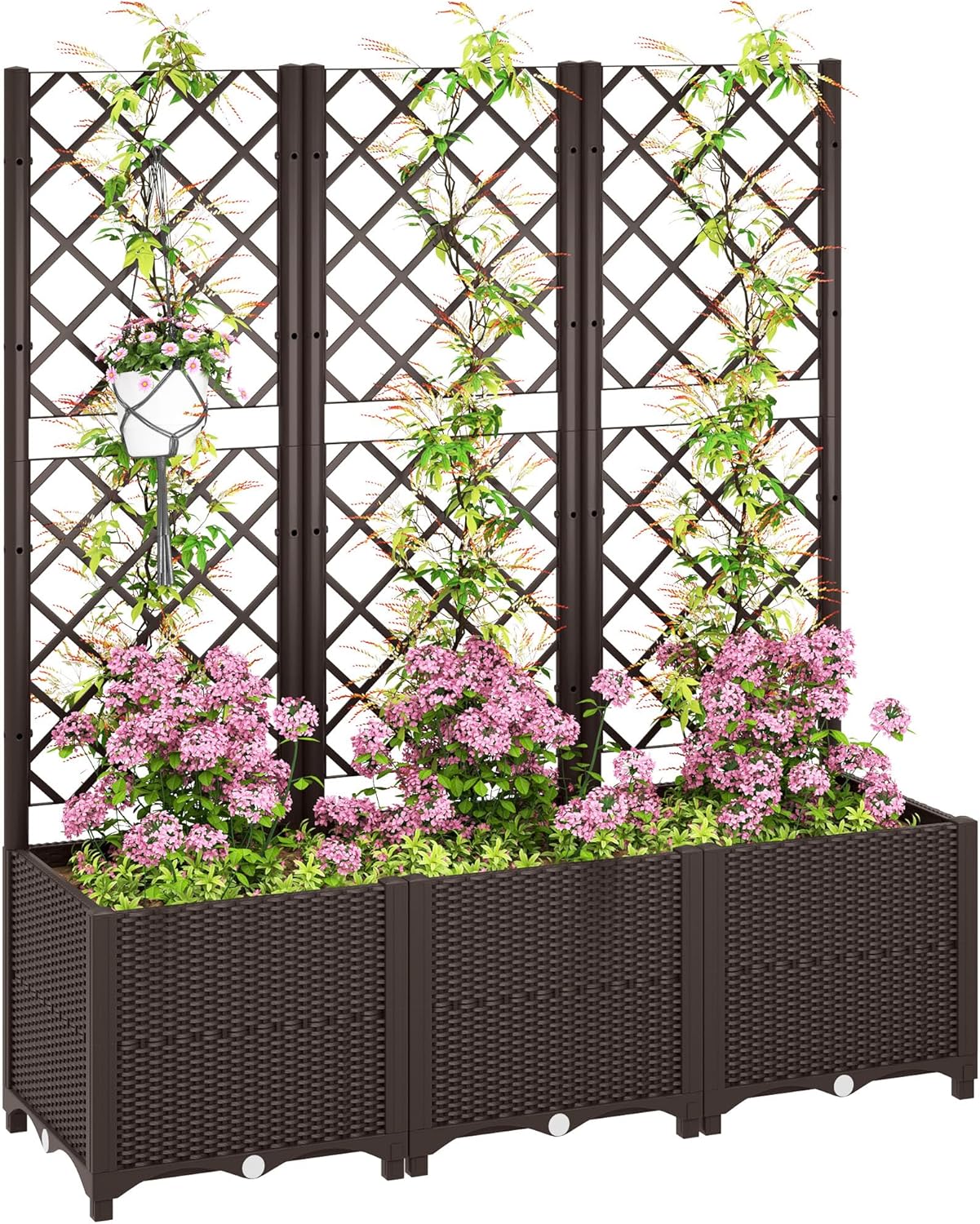 Outsunny Raised Garden Bed with Trellis, Plastic Planter Box with Drainage Holes...