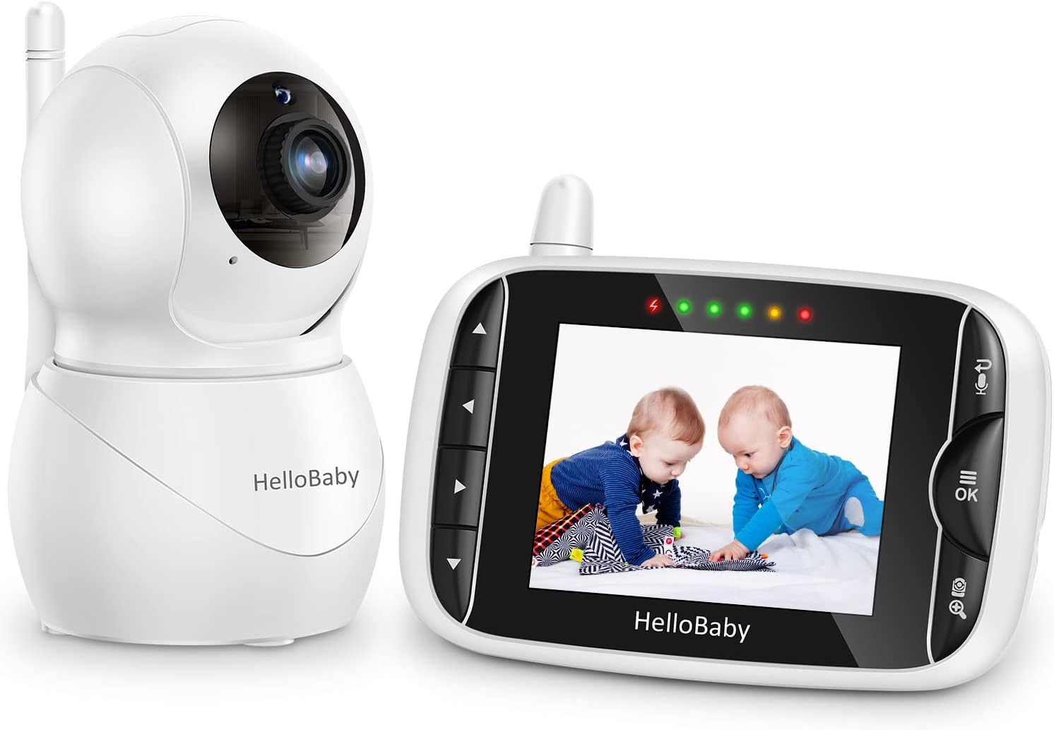 HelloBaby Baby Monitor with Camera and Night Vision IPS Screen LCD Display, ECO...