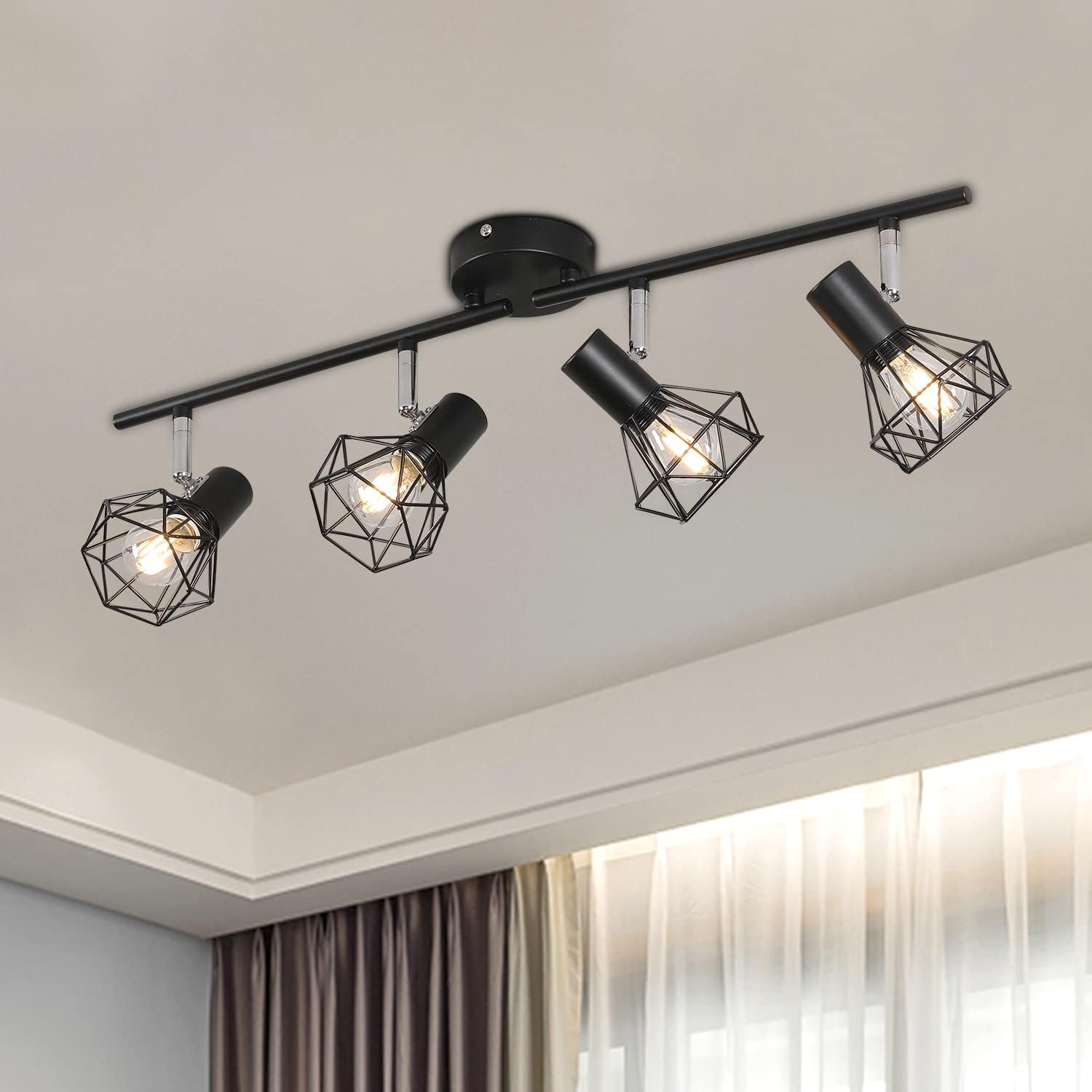 4 Way Ceiling Light Fixture Rotatable Retro Spotlight Fitting E14 Base Angle Adj...