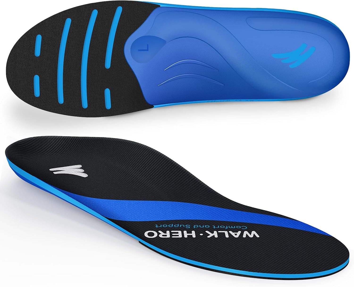 WalkHero Plantar Fasciitis Inserts - All-Around Arch Support Insoles for Daily W...