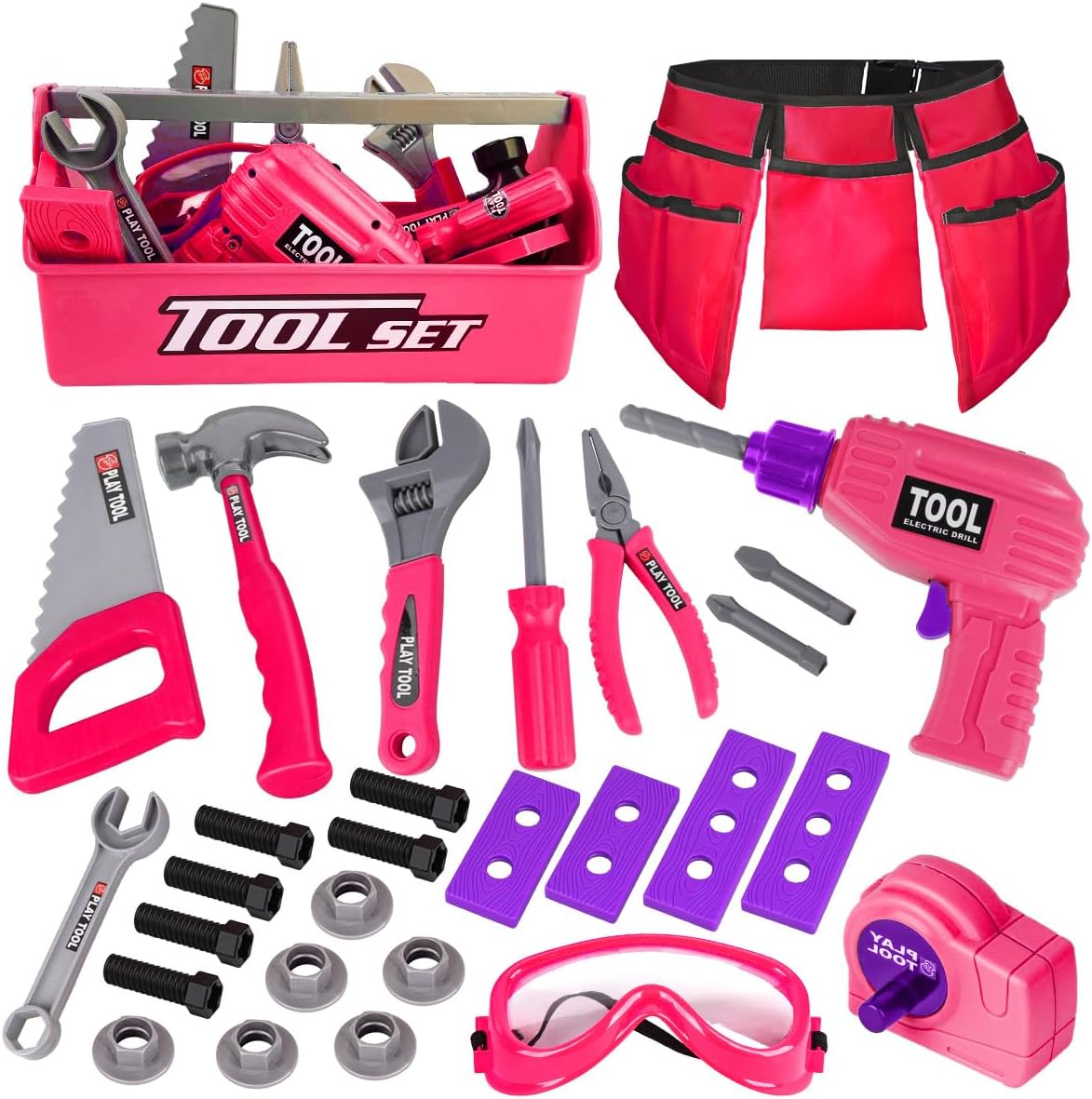LOYO Kids Tool Set - 30Pcs Pretend Play Tool Toys with Kids Tool Belt, Electric...
