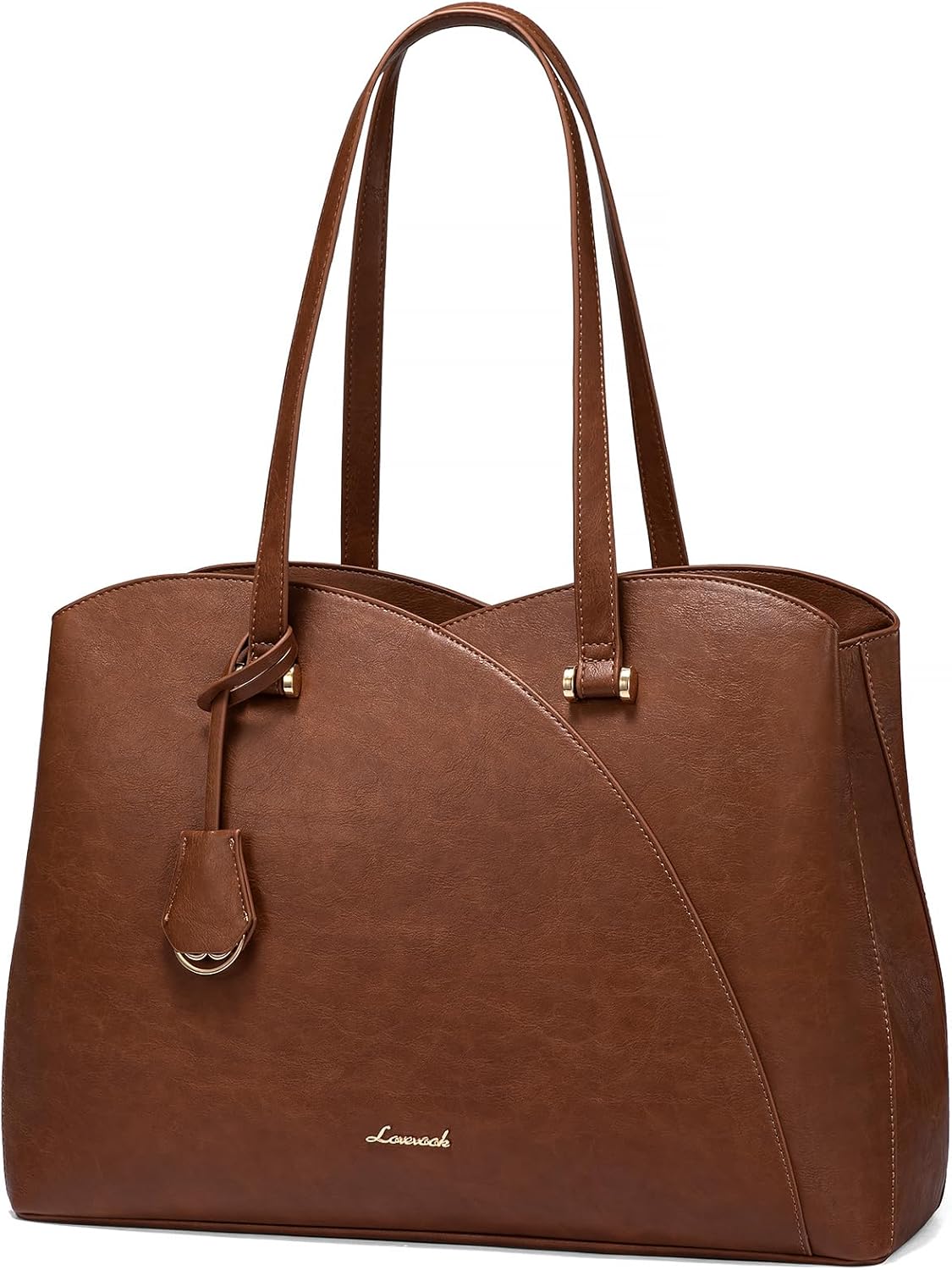 LOVEVOOK Work Tote Bag for Women, Vintage Leather Laptop Bag Teacher Tote Bag, P...