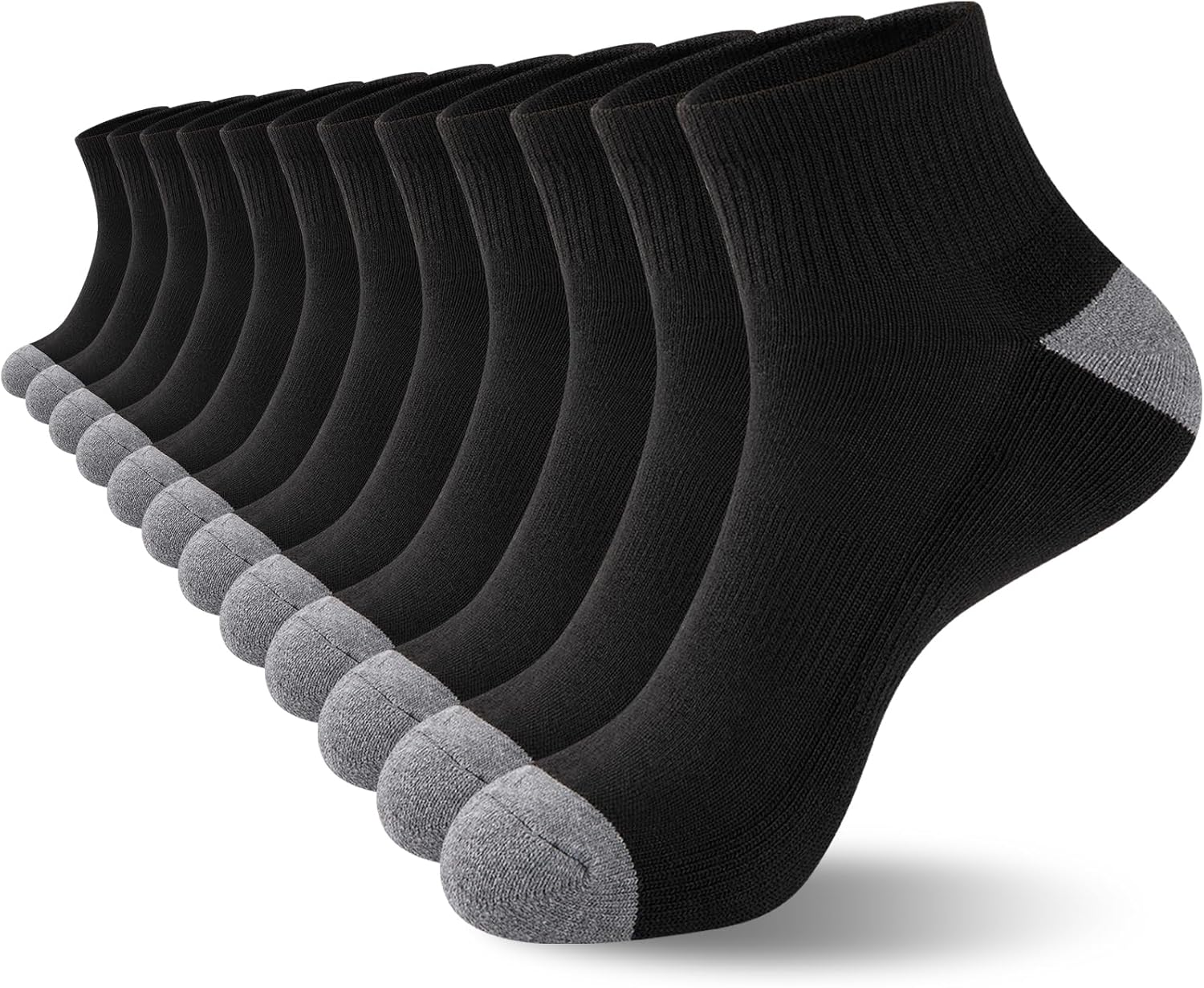 COOVAN 12 Pairs Mens Cushion Ankle Socks Men 12 Pack Low Cut Comfort Breathable...
