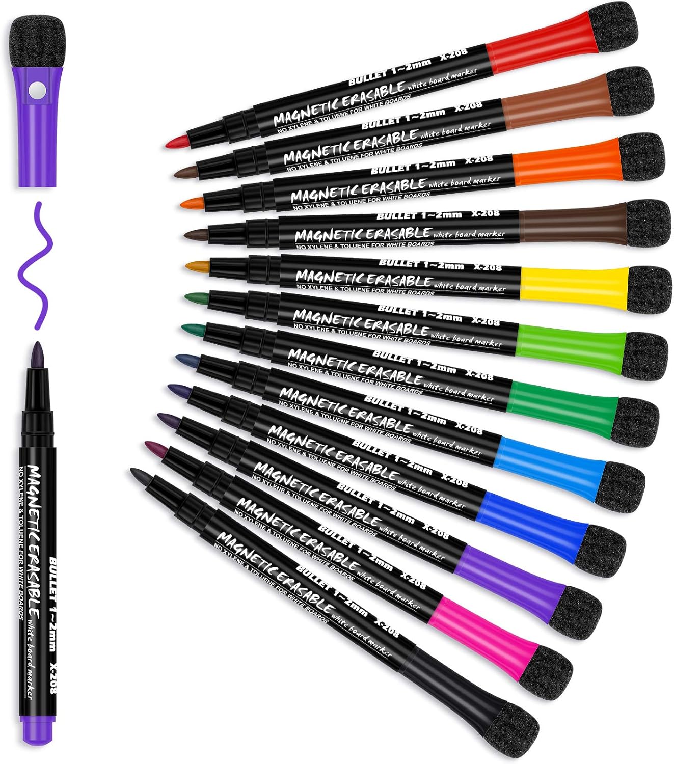 Whiteboard Pens Whiteboard Markers: 12 Magnetic Whiteboard Pens and Eraser set,...