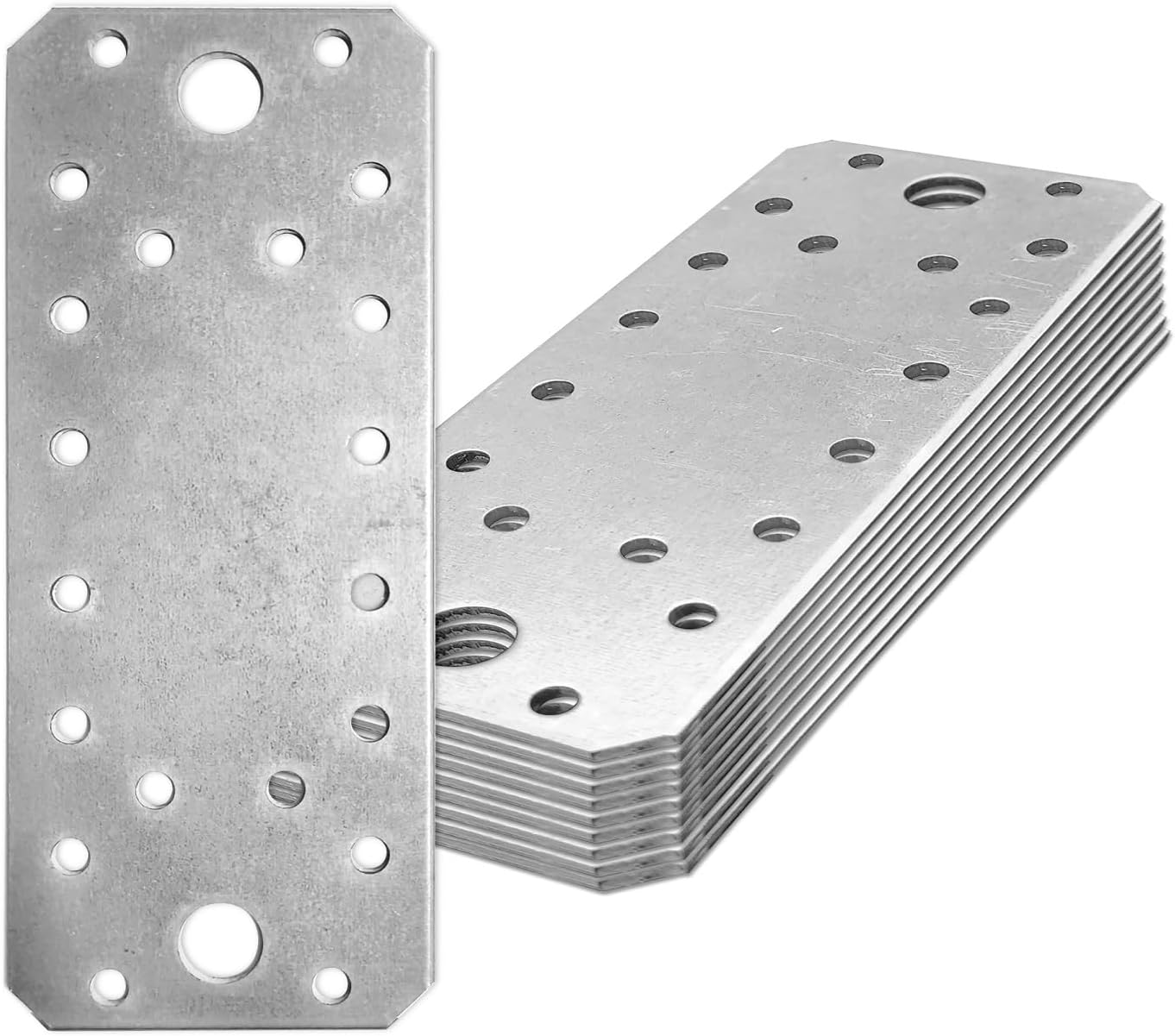 OMIDEAS 10 x Flat Joining Plates (140 x 55 x 2) Heavy Duty Straight Perforated B...