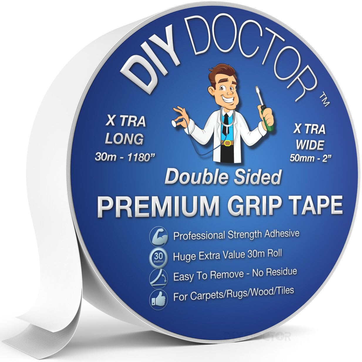 DIY Doctor XL Heavy Duty Double Sided Carpet Tape – Strong Rug Gripper for Carpe...