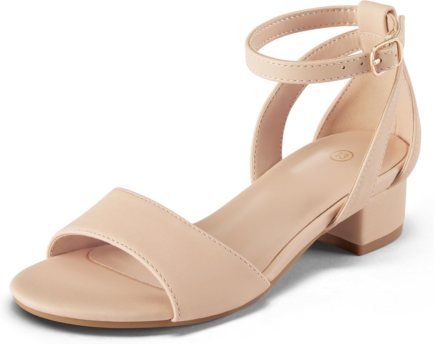 K KomForme Girls Sandals Low Chunky Heels Dress Pumps Ankle Strap Open Toe Flowe...