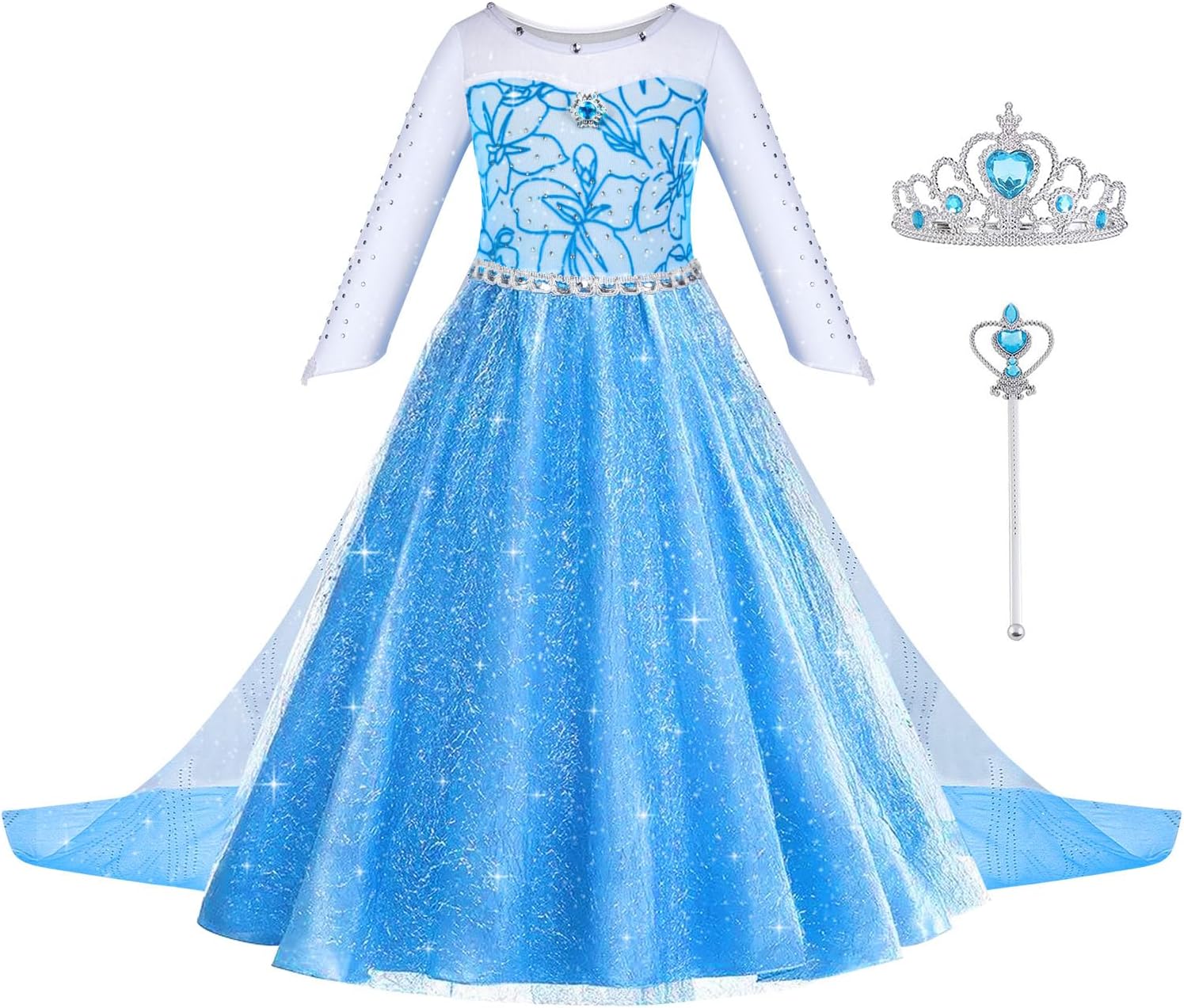 ACWOO Princess Costumes for Girls, Dress Up for Girls with Princess Crown Magic...